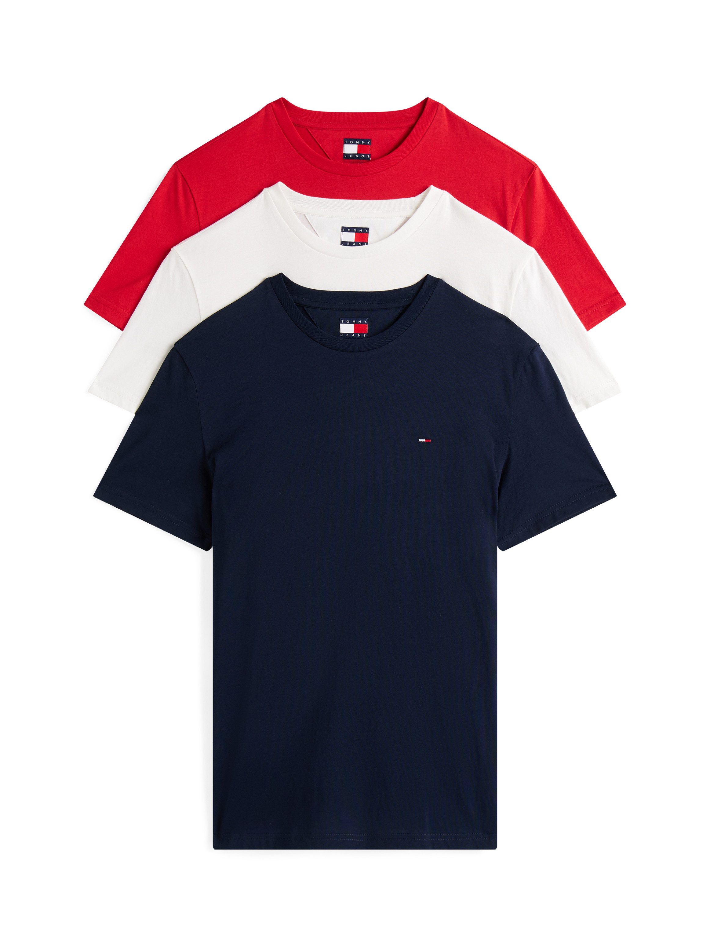 Tommy Jeans T-Shirt TJM XSLIM 3 PACK TEE Mit Rundhalsausschnitt günstig online kaufen