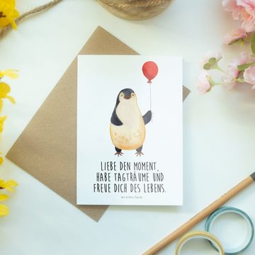 Mr. & Mrs. Panda Grußkarte Pinguin Luftballon - Weiß - Geschenk, Tagträume, Hochzeitskarte, Gruß, Hochglänzende Veredelung