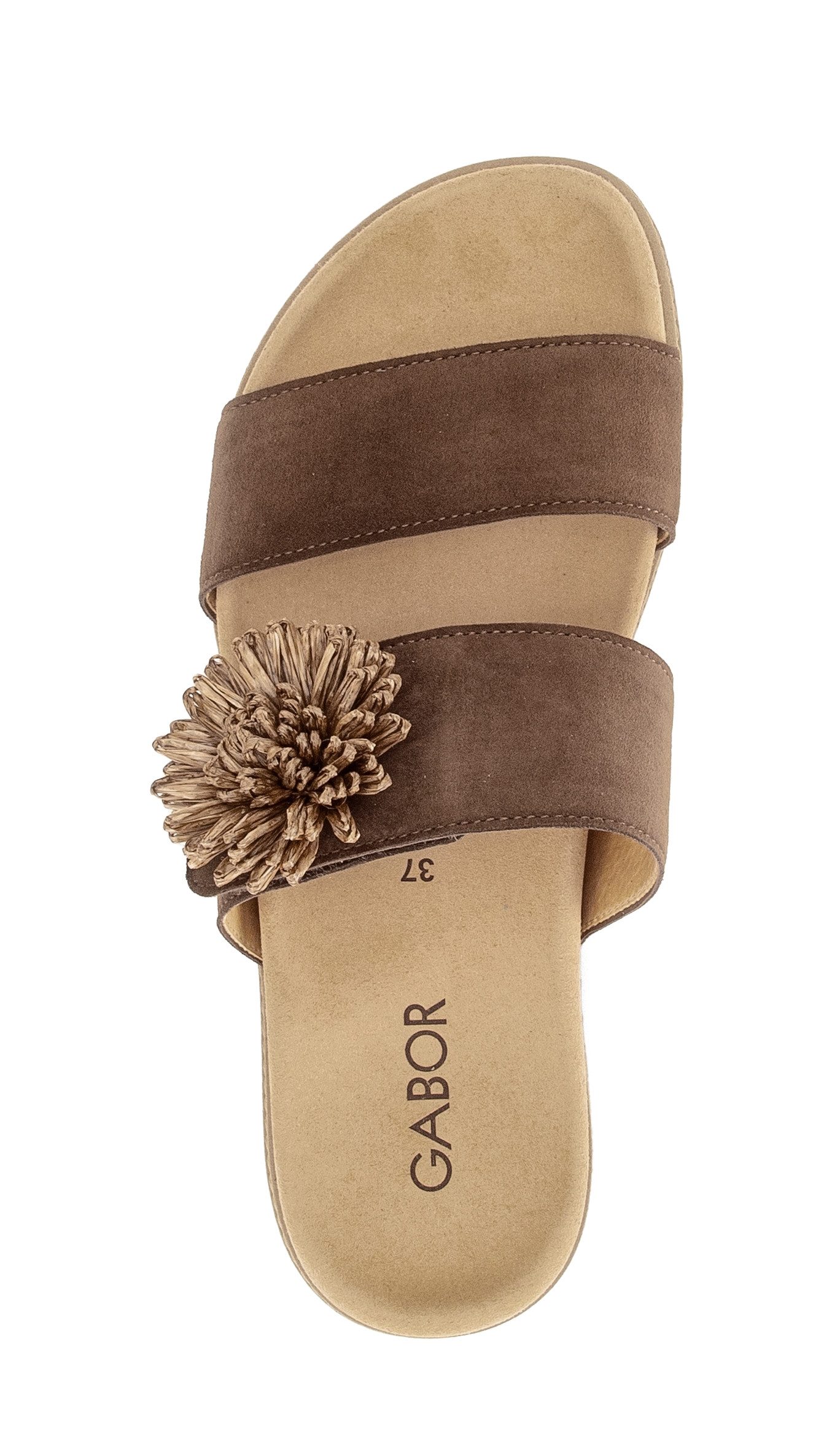 Gabor Pantolette Plateau, Sommerschuh, Schlupfschuh mit Bast-Zierblüte