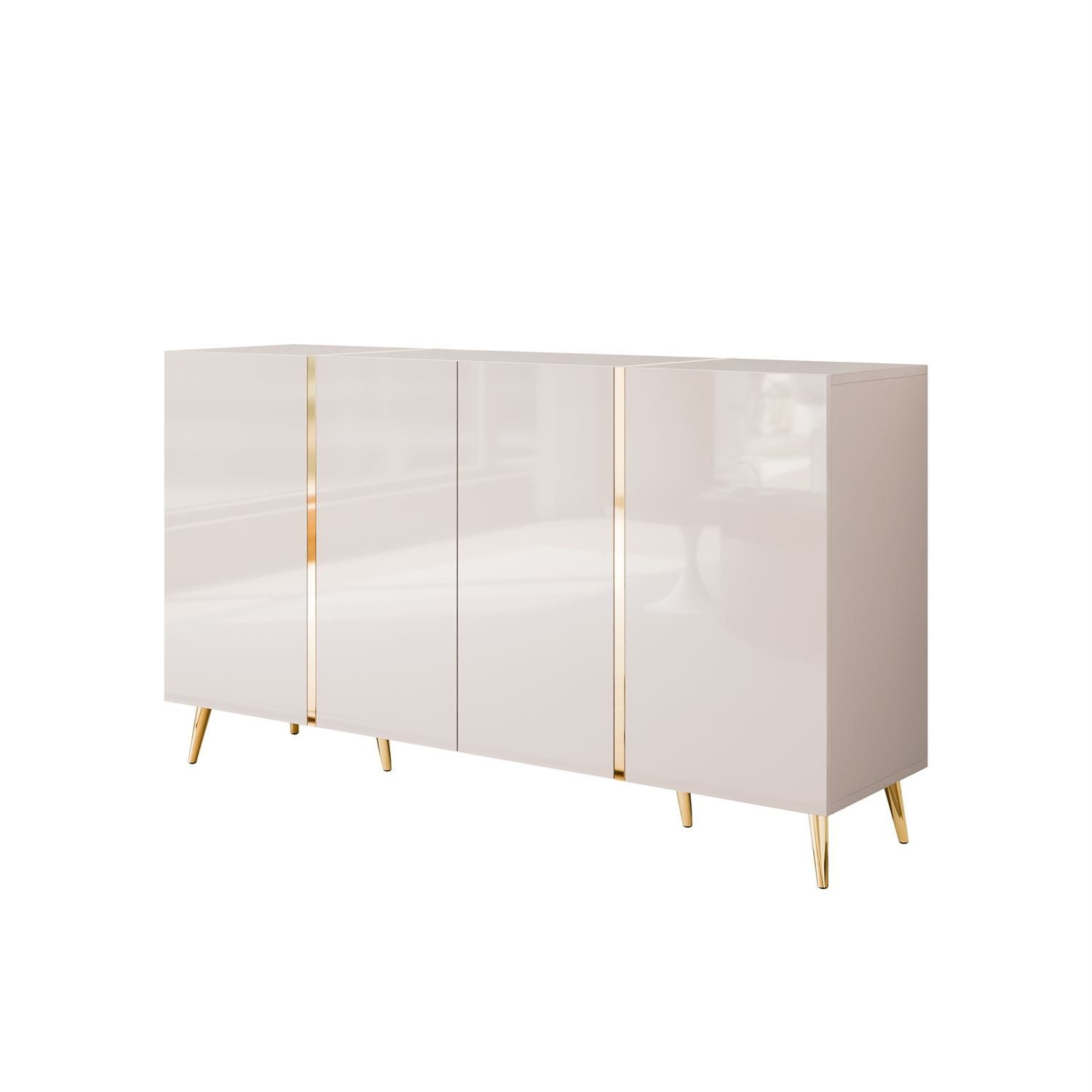 ALLHOUSE24 Kommode DIAMANT GOLD Kaschmir 158 cm Breite gold Metallfüßen Sideboard (1x Kommode), Breite 158 cm