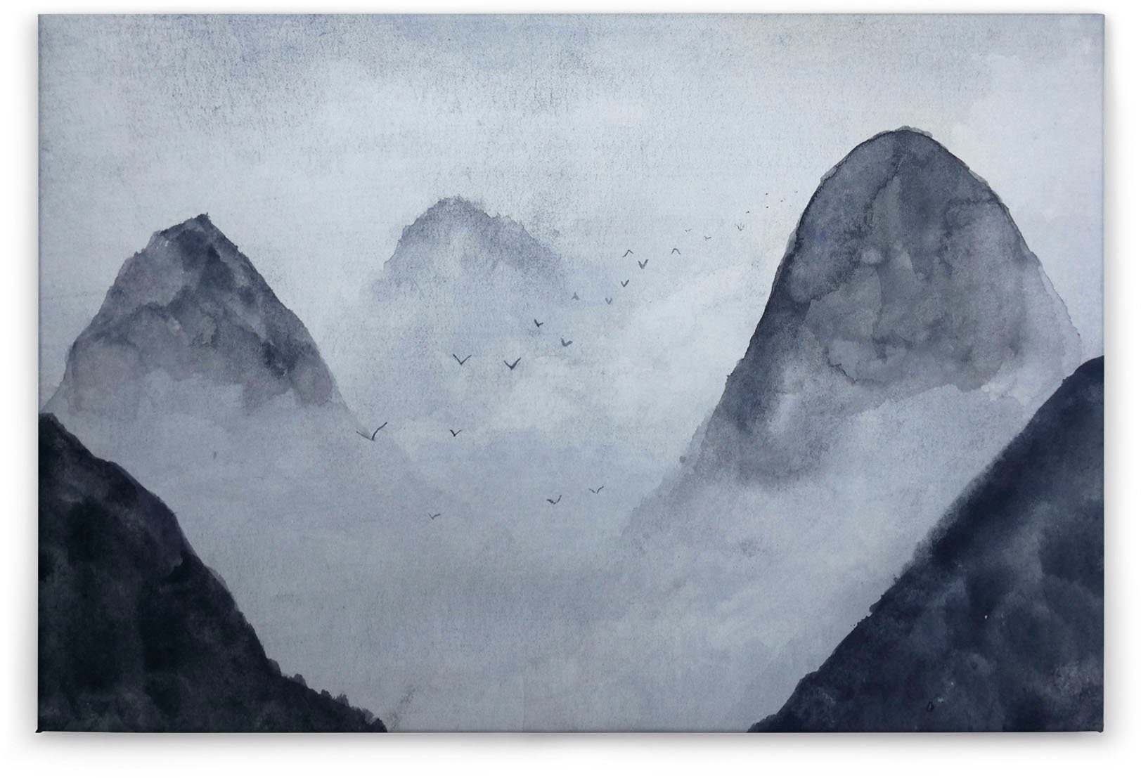 Rocks, Gebirge Landschaft Keilrahmen schwarz, Berg St), grau Nebel A.S. (1 Création Misty blau, Leinwandbild Bild Berge