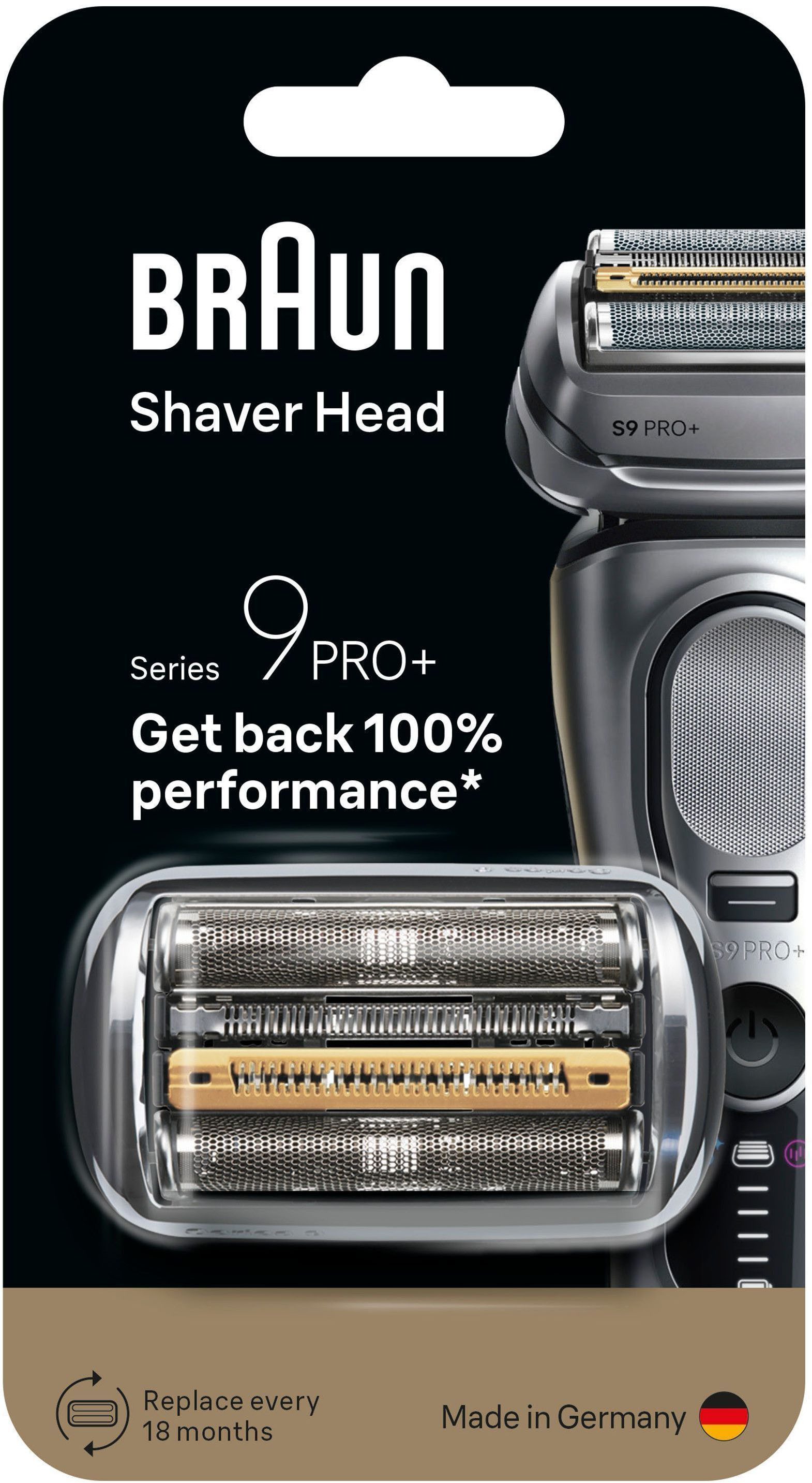 Braun Ersatzscherkopf Series 9 96M, Kompatibel mit allen Braun Series 9 Rasierern, ORIGINAL vom Hersteller