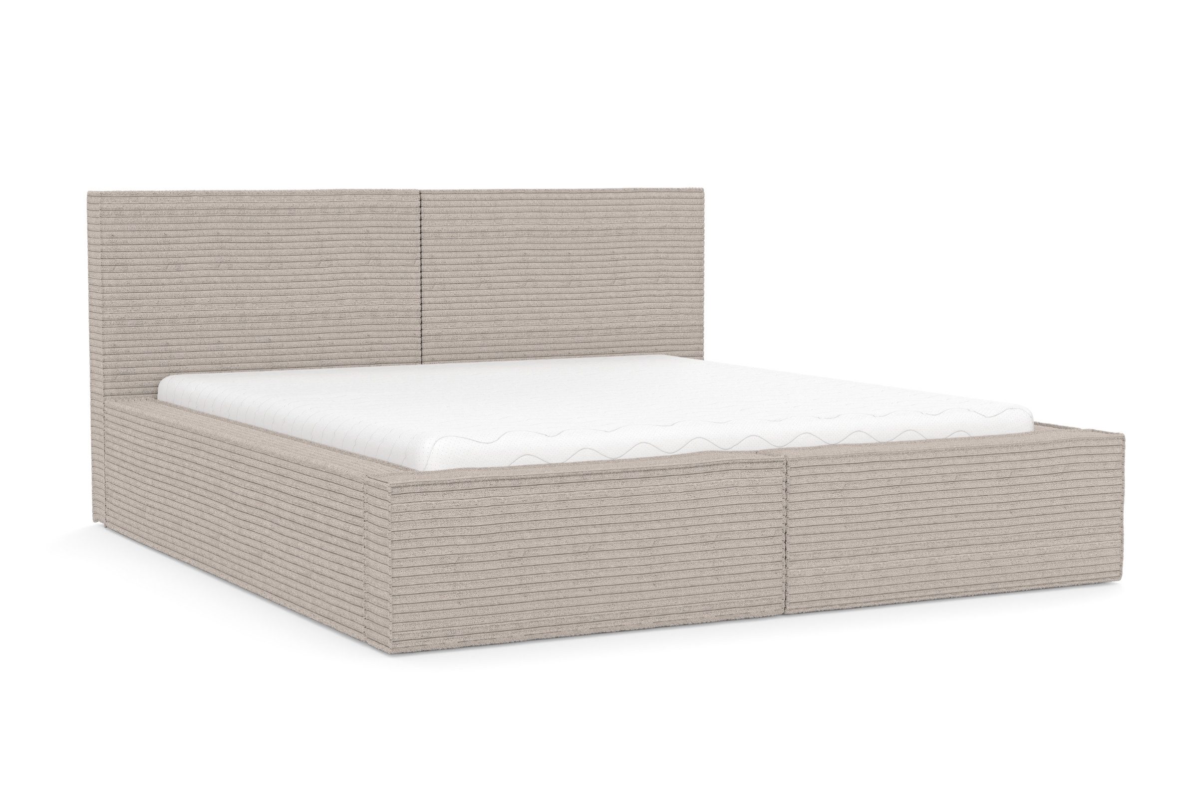 Deine Möbel 24 Polsterbett BERNO Komplettbett Bett in Cord, Bouclé oder Samt (hochwertiges Polsterbett inkl. Bettkasten & Lattenrost, 1-tlg., Farben: Creme, Beige, Hellgrau, Anthrazit, Schwarz), 140x200 160x200 180x200 200x200