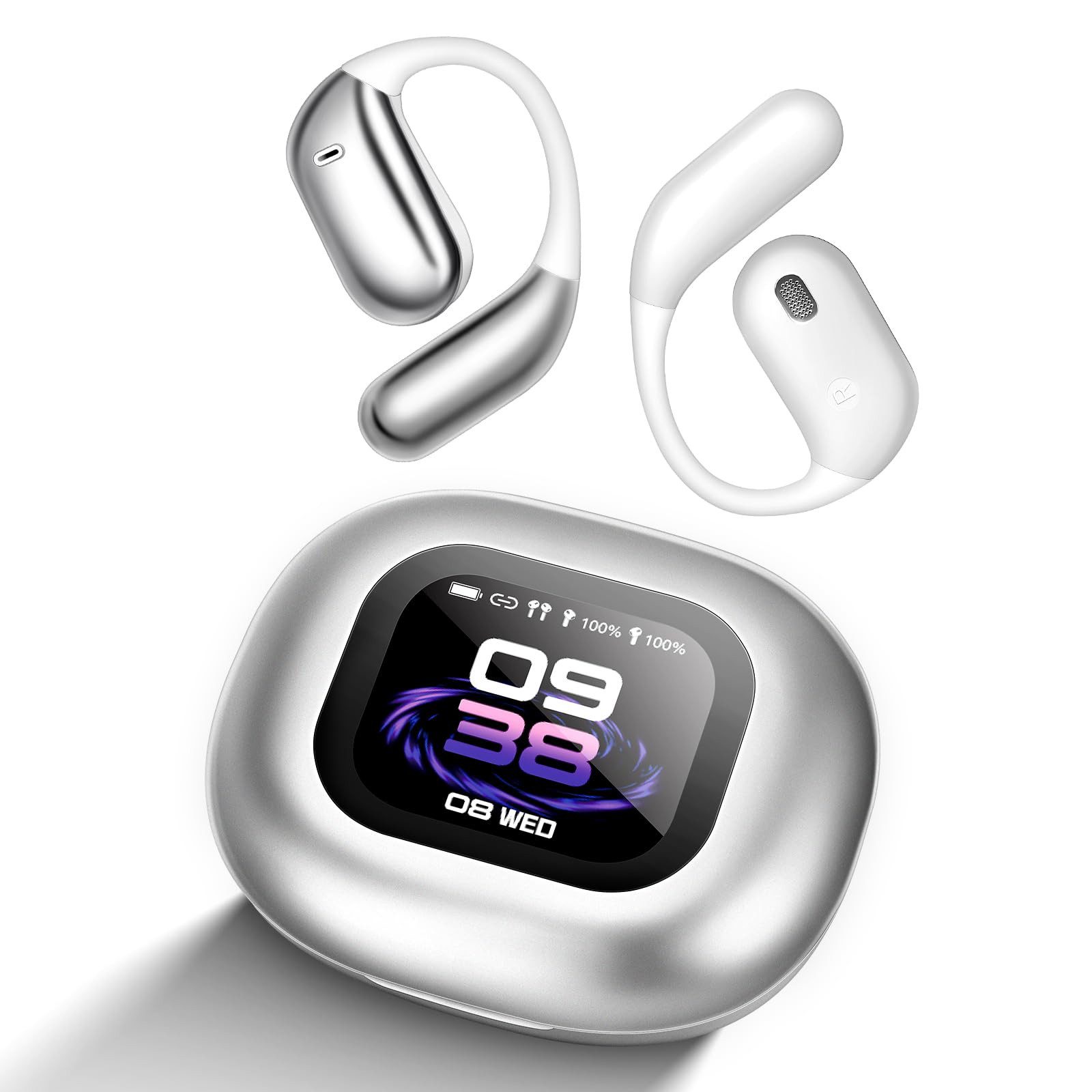 MOPUEA Übersetzer Kopfhörer LCD-Touchscreen Kopfhörer Übersetzer Bluetooth-Kopfhörer (mit 144 Sprachen, Bluetooth 5.4, Sprachübersetzer Kopfhörer für Reisen, Studium, Sport)