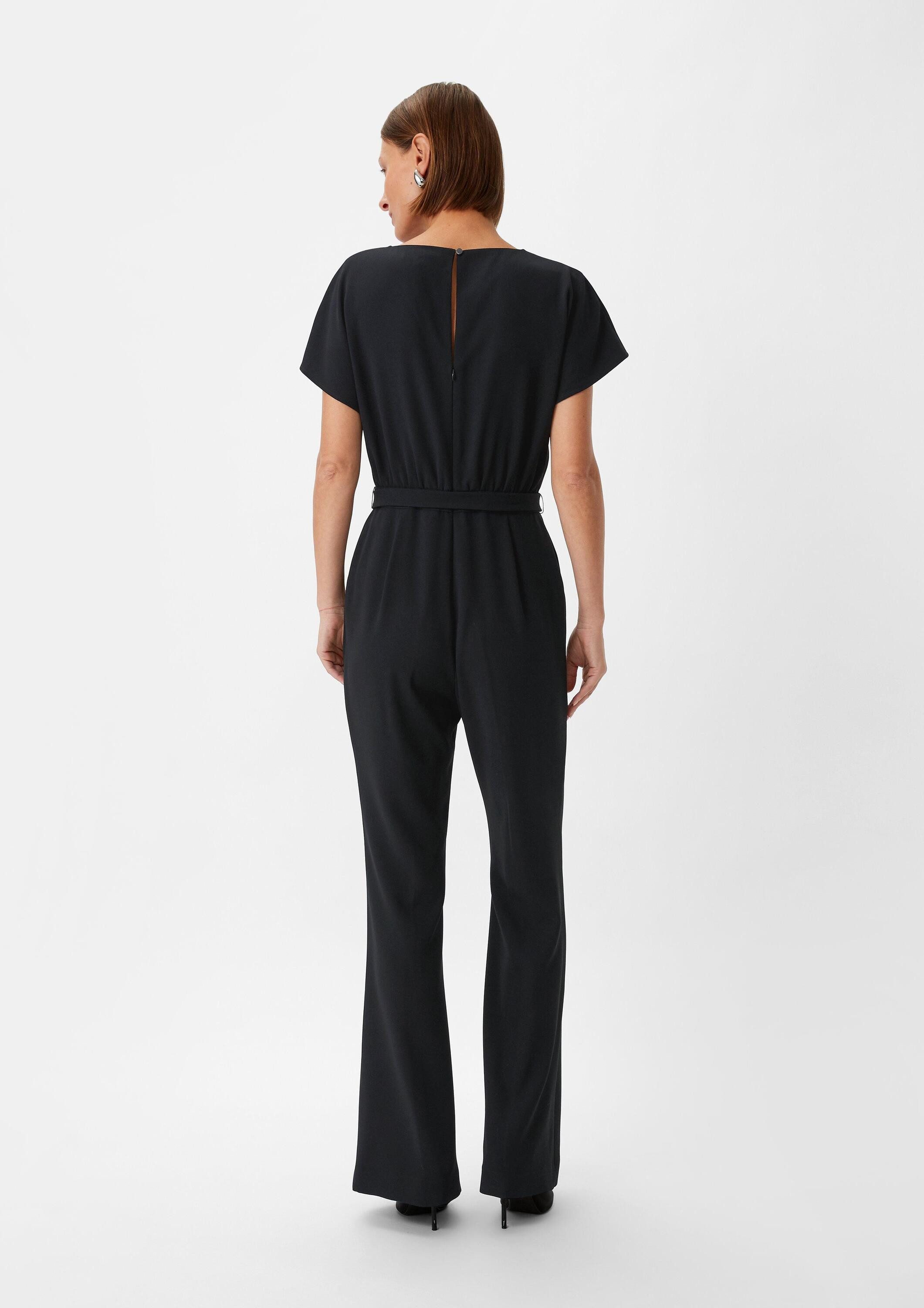 comma Jumpsuit Overall Crêpe-Overall mit Flared Leg