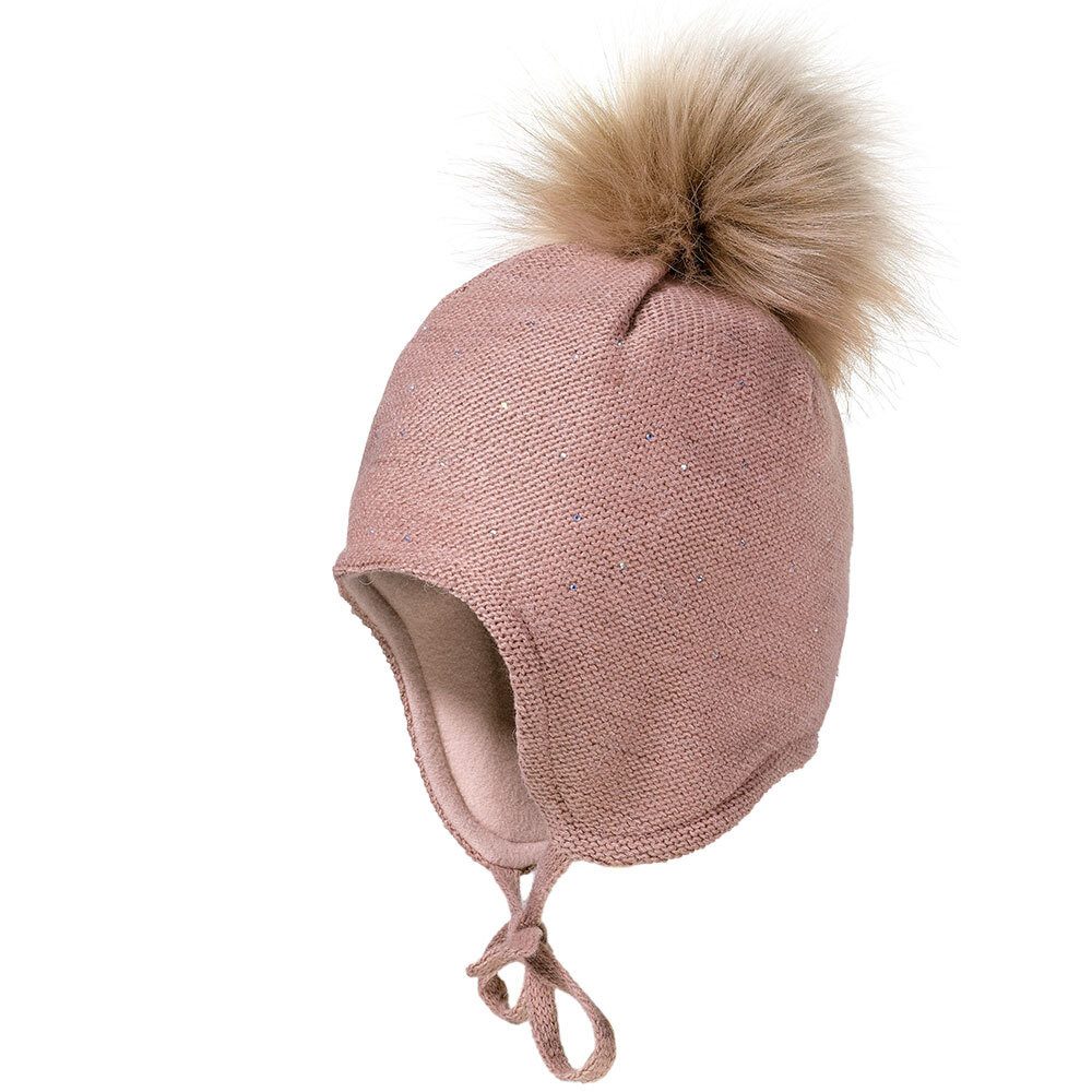 MAXIMO Strickmütze MINI GIRL-Inkamütze, Strass Kunstfellpompon, günstig online kaufen