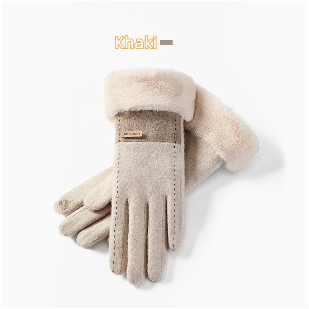 Bequeme Khaki Touchscreen-Handschuhe Baumwollhandschuhe für und strapazierfähige TIKOO Wärme