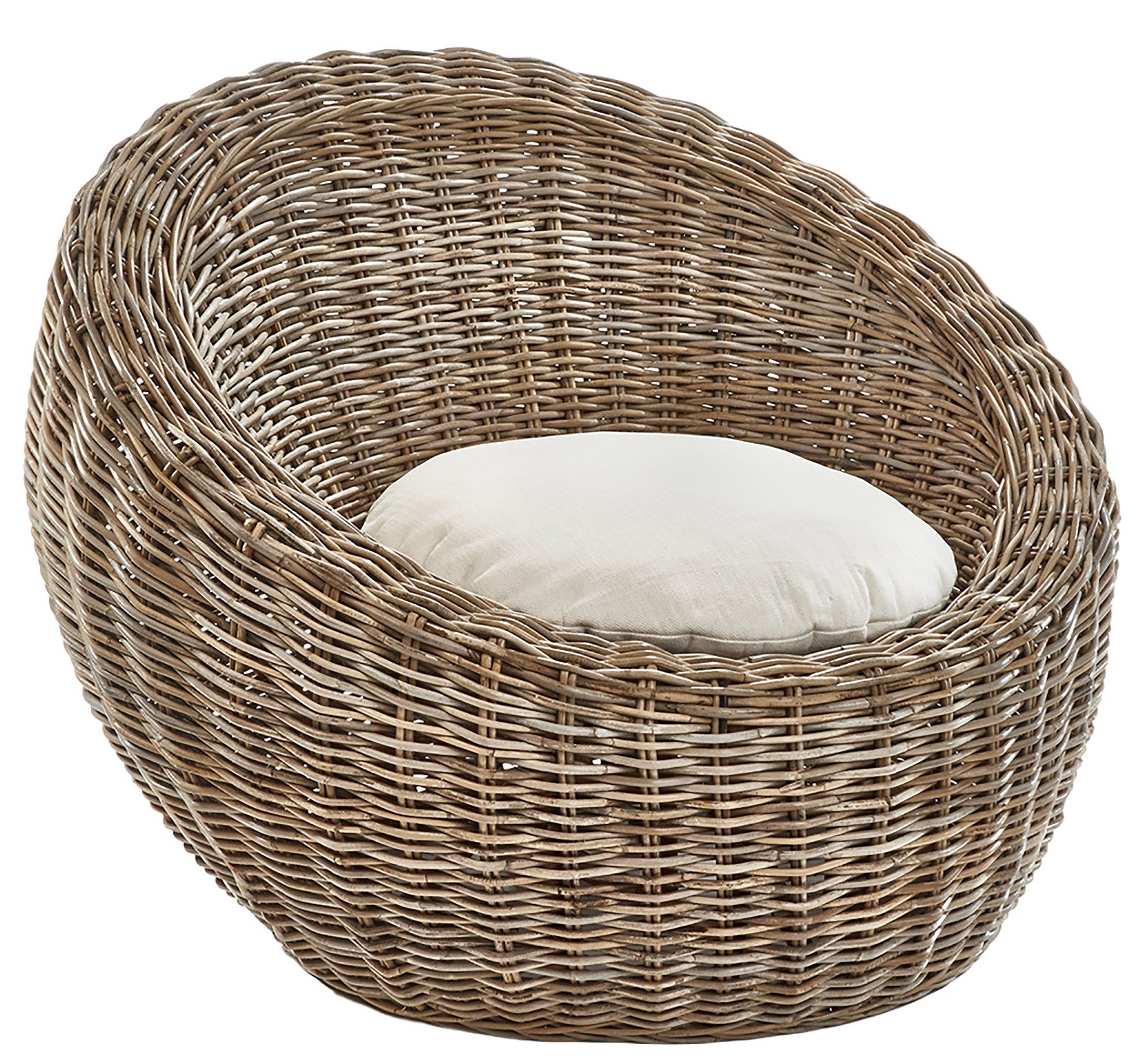 Kobolo Rattanstuhl Loungesessel Relaxsessel RONDO mit Kissen, Lesesessel Chair Stuhl (Einzelstück)
