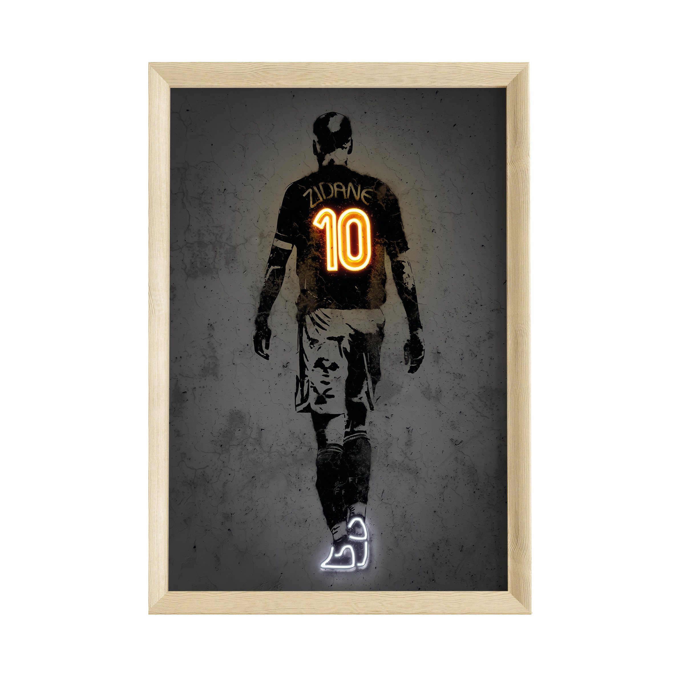 JUSTGOODMOOD Poster Premium ® Zinedine Zidane Fußball Poster · Neon Effekt · ohne Rahmen