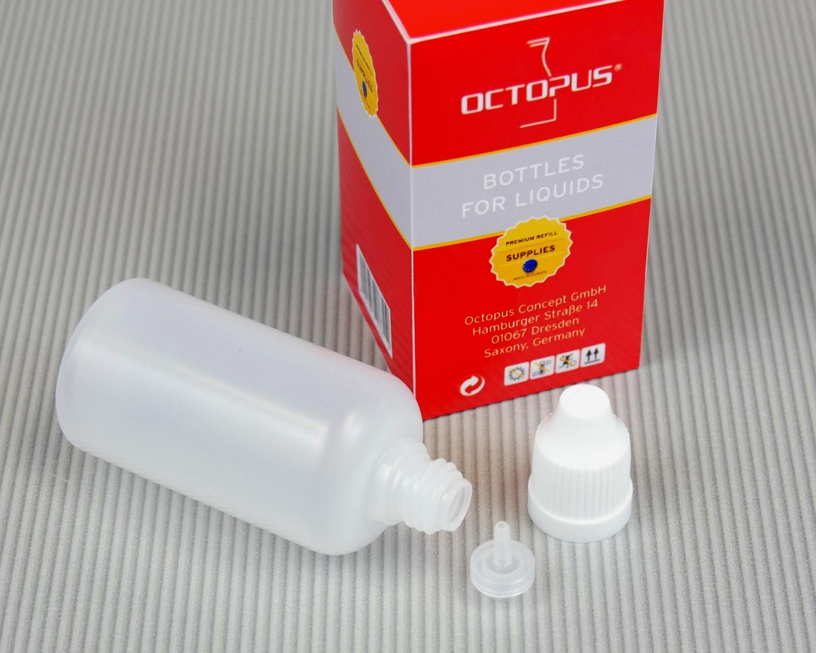 10 50 St) Kanister G14, Tropfverschluss, Deckel Plastikflaschen (10 OCTOPUS ml aus LDPE, weiss