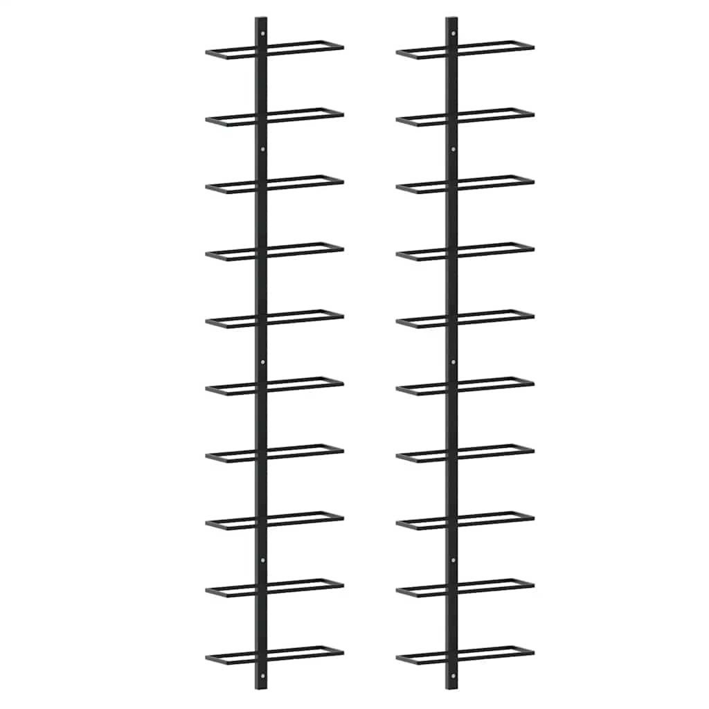 vidaXL Weinregal Wand-Weinregale für 20 Flaschen 2 Stk. Schwarz Metall, 1-tlg.