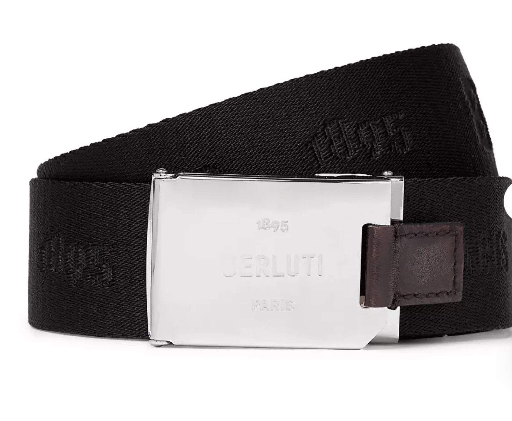 Berluti Stoffgürtel Gürtel mit Lederbesatz und Jacquard-Webmuster Hergestellt in Italien