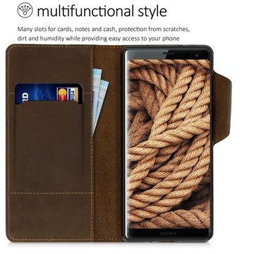 kalibri Handyhülle Hülle für Sony Xperia XZ3, Leder Schutzhülle - Handy Wallet Case Cover - Anker Vintage Design