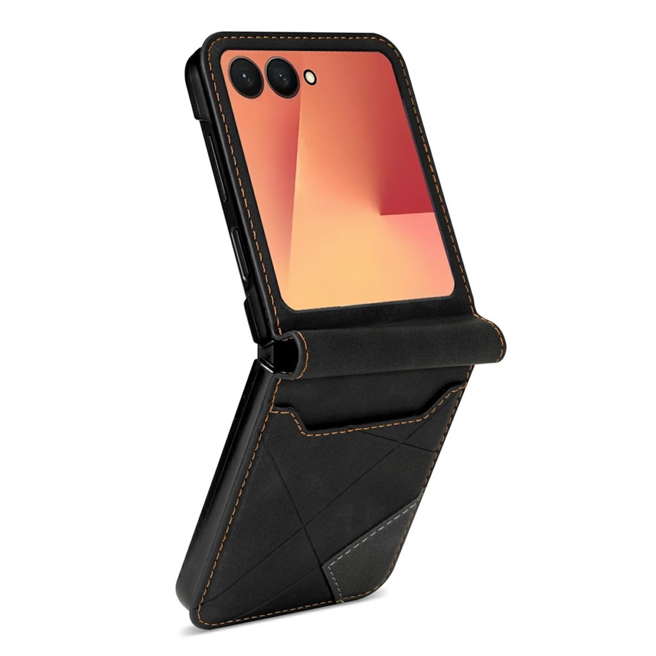 Wigento Handyhülle Klapphülle für Samsung Galaxy Z Flip8 Kunstleder Kartenfach Schwarz 6,90 Zoll, Kartenfach, Klappdesign, Rundumschutz