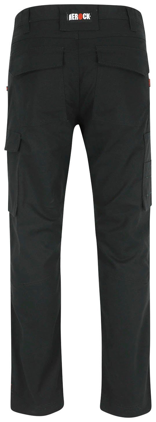 Herock Arbeitshose DERO 2-Wege-Stretch, schwarz Passform, wasserabweisend Fit Multi-Pocket, Slim