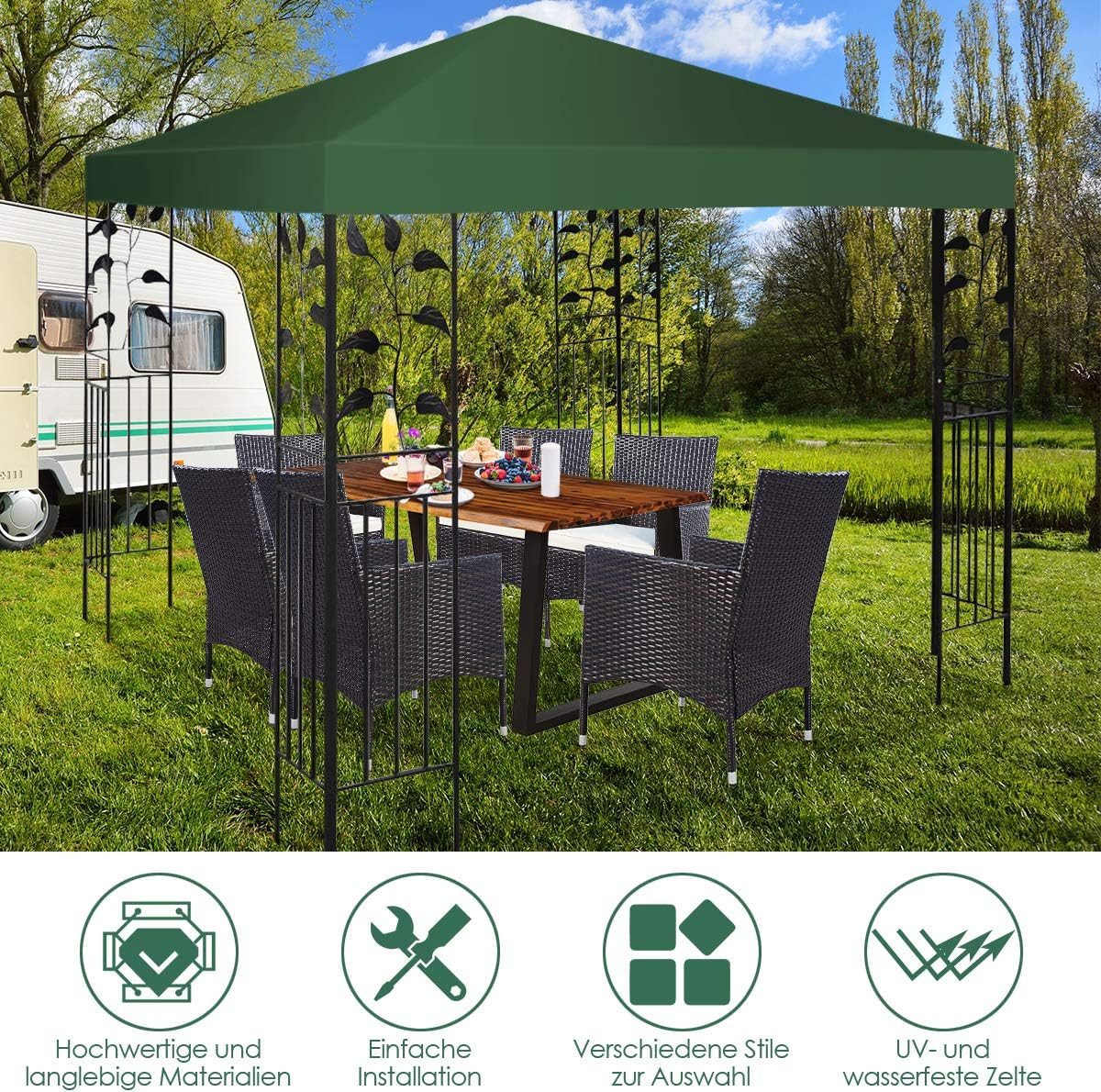 KOMFOTTEU Pavillon-Ersatzdach, 3x3m, Pavilliondach wasserabweisend (Dunkelg günstig online kaufen