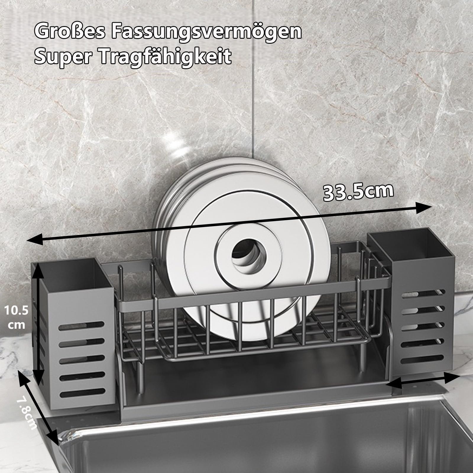 FOUORTUNATE-BEE Küchenorganizer-Set Spülbecken Organizer Kitchen Schwammhalter, (Spüle organizer mit Spültuchhalter und Aufbewahrungsbox, Sink Organizer mit Automatisch Abflusspfanne)