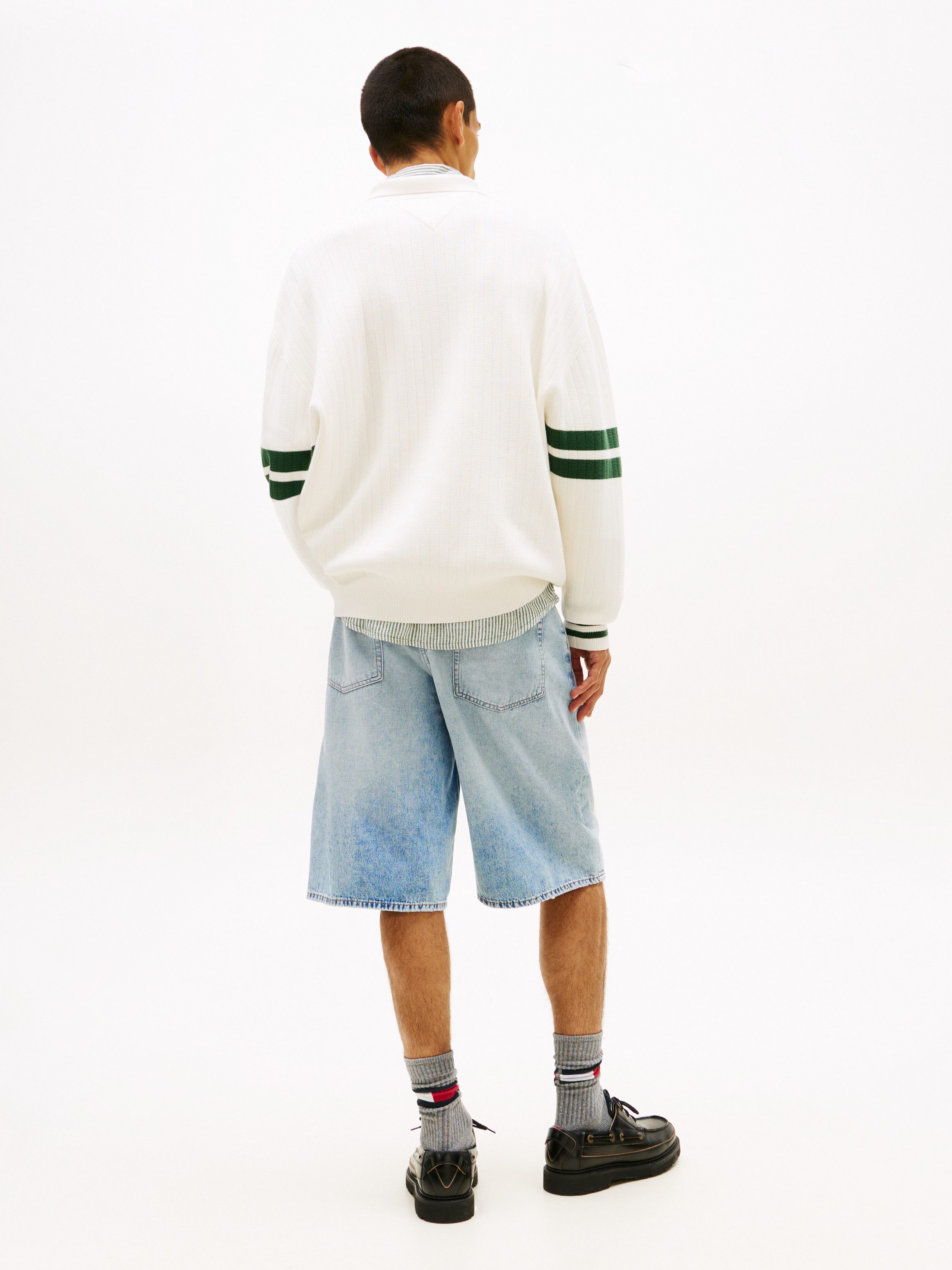 Tommy Jeans Polokragenpullover TJM 90S BLOCK KNITTED Relaxed fit mit Streifendetails