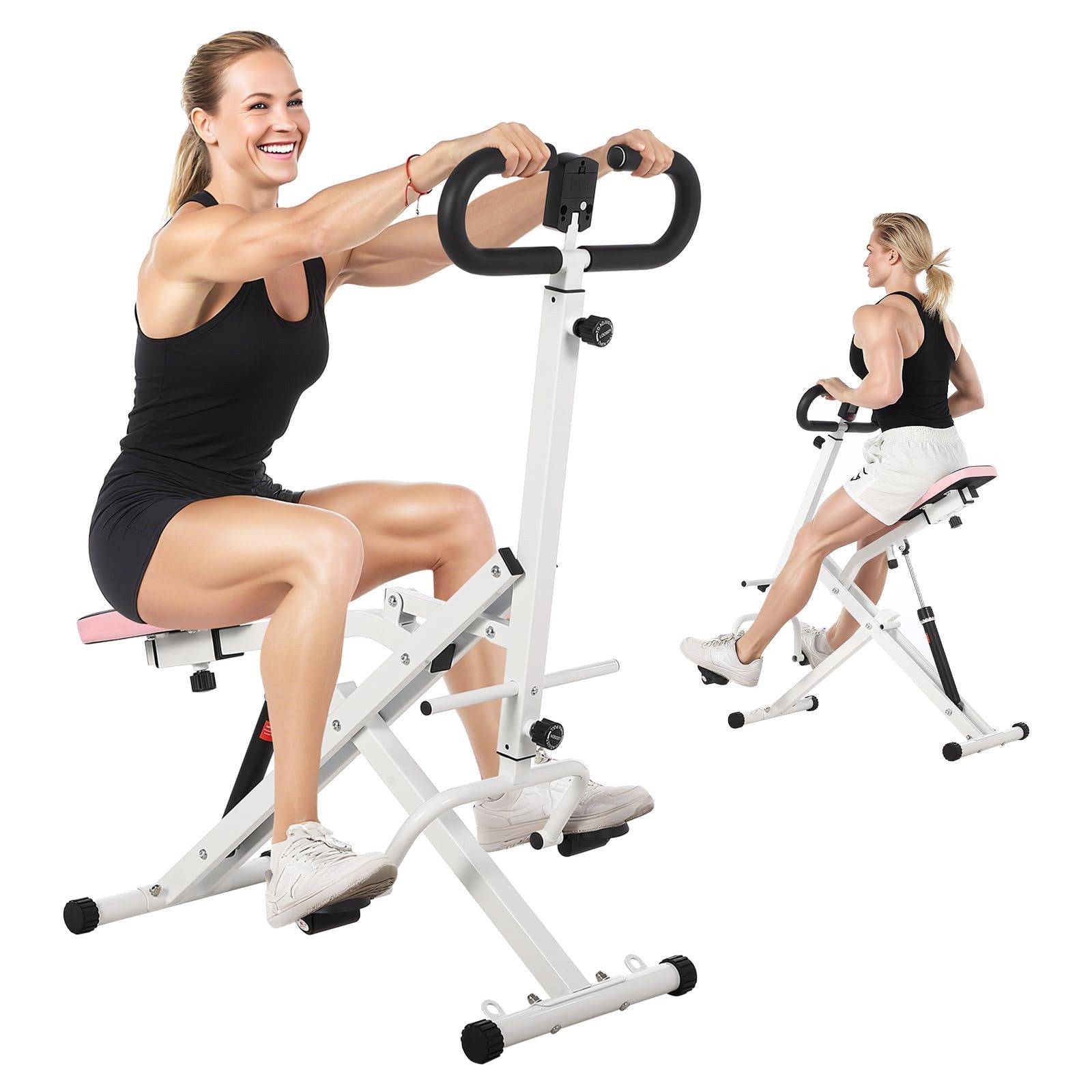 GarveeMore Bauchtrainer Fitnessgerät für zuhause, bauch abnehmend, multifunktional, 12 Widerstandsstufen, LCD-Monitor, klappbar, 160 kg Traglast