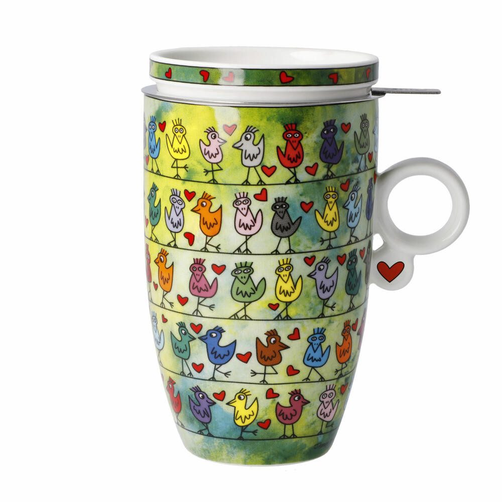 Goebel Tasse Teetasse James Rizzi - Birds on a Love Wire, Fine Bone China, Metall