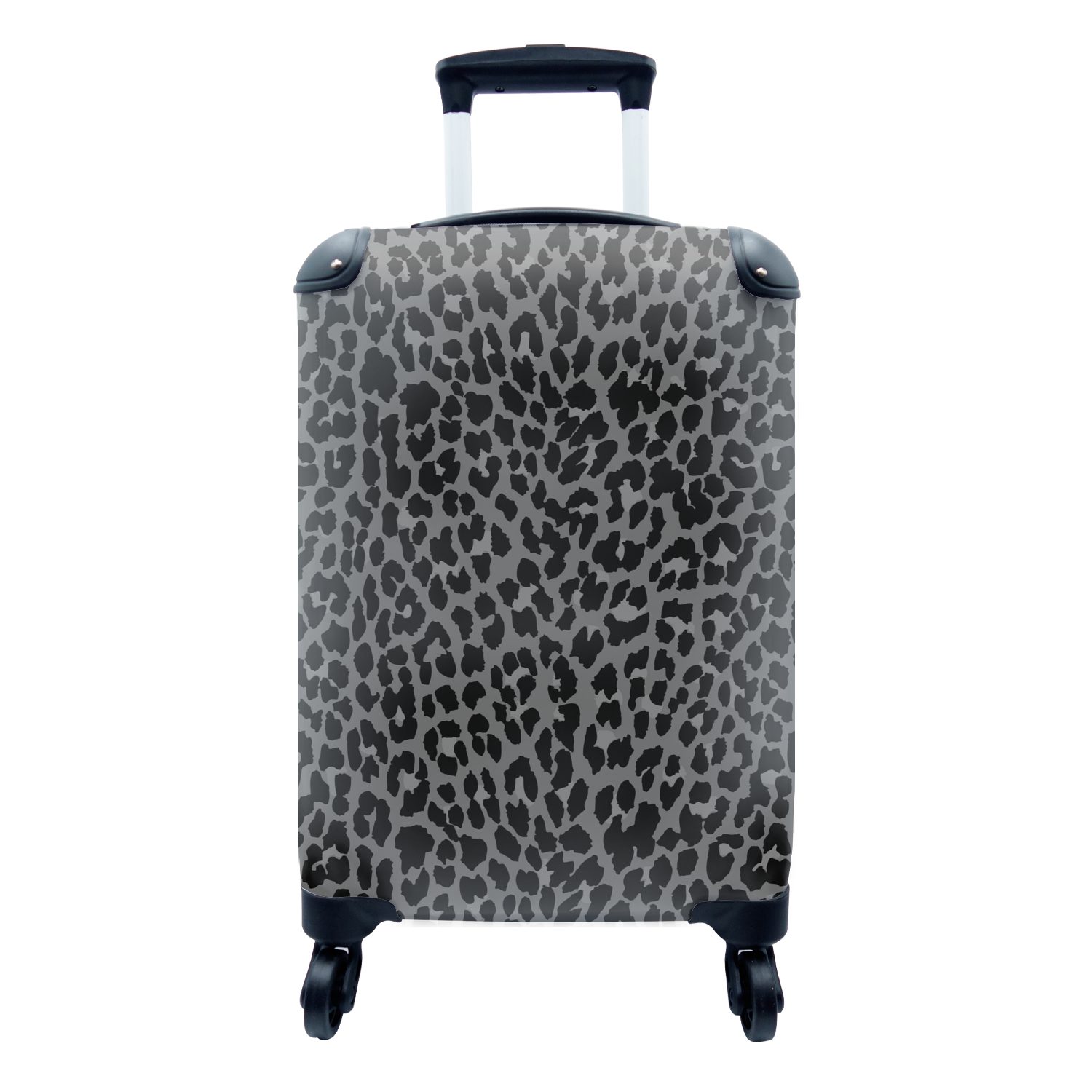MuchoWow Handgepäckkoffer Leopardenmuster - Design - Grau, 4 Rollen, Reisetasche mit rollen, Handgepäck für Ferien, Trolley, Reisekoffer