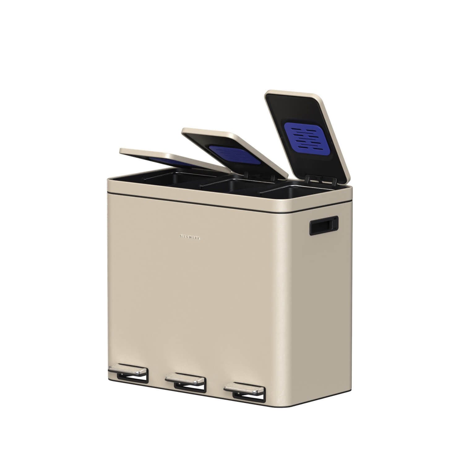 SIEGWERK Mülleimer KOLEKTO 3 mit Geruchsfilter und Softclose, 3x18 Liter, 54 Liter Gesamtvolumen, hochwertige Verarbeitung