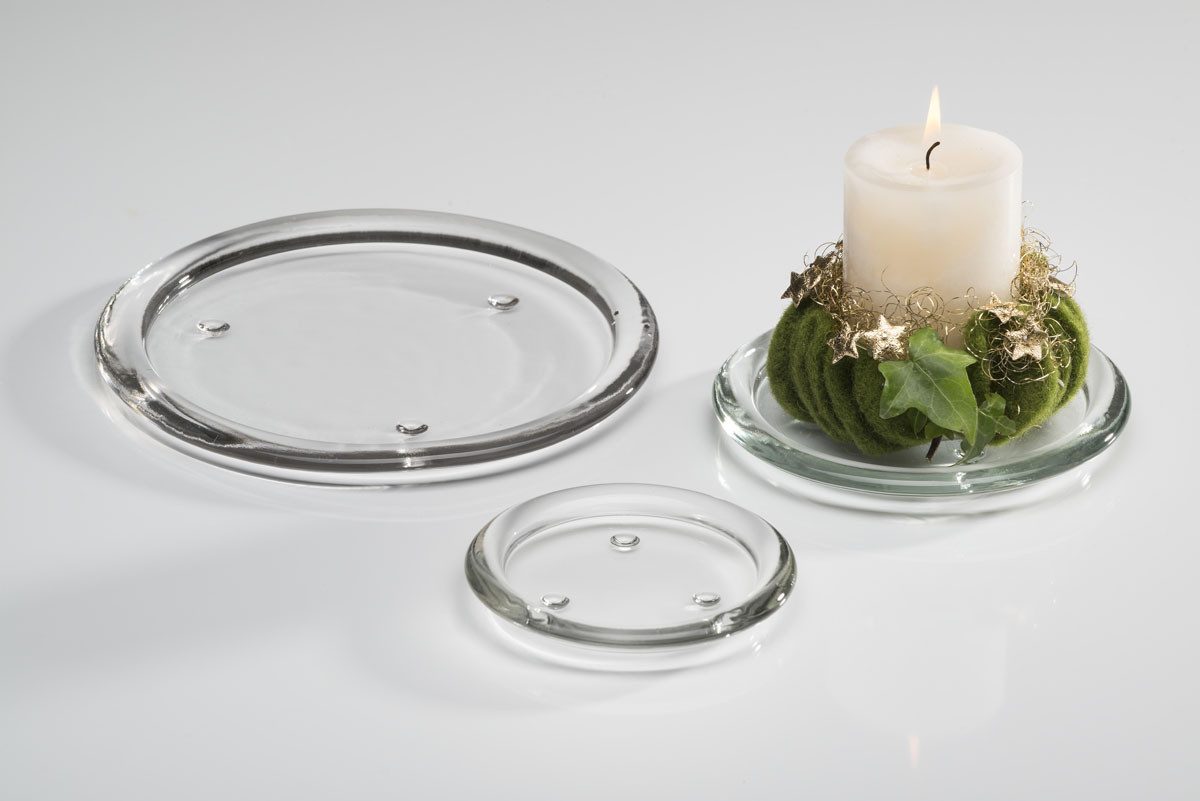 Sandra Rich Kerzentablett SANDRA RICH, KERZENTELLER ca 14cm. "CANDLE MOOD round plate–clear"