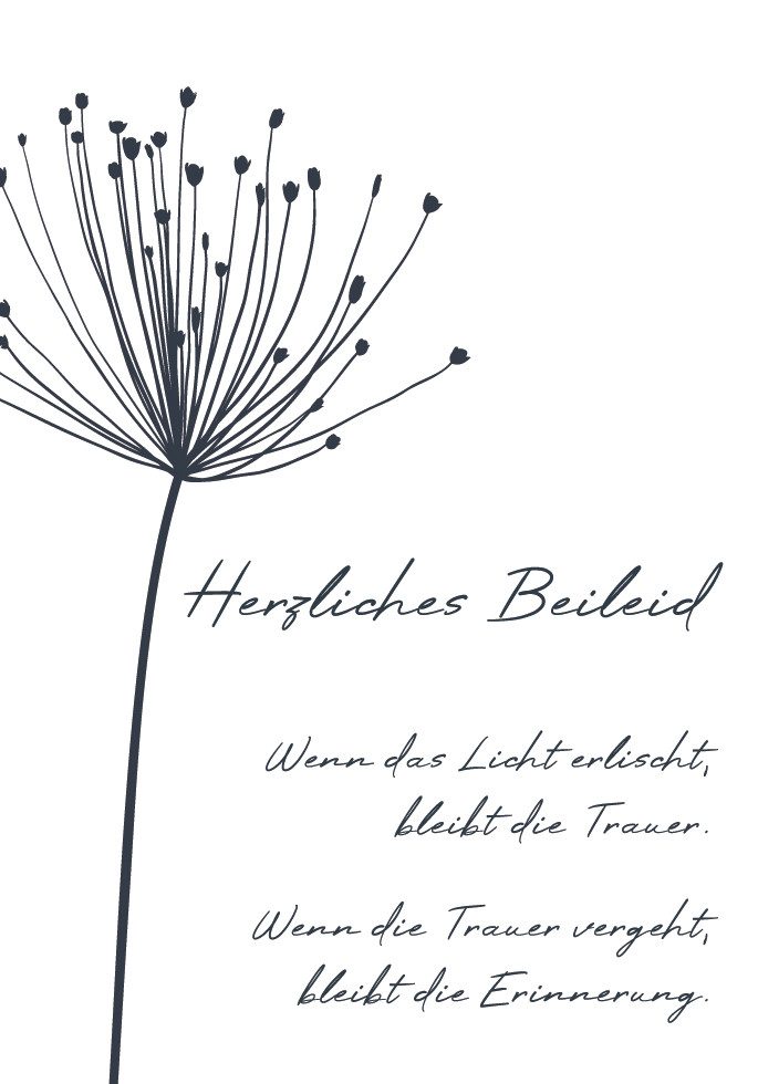 Perleberg Grußkarten Trauer – Beileid – Kondolenz - Beileidskarte im Format 11,5x17cm