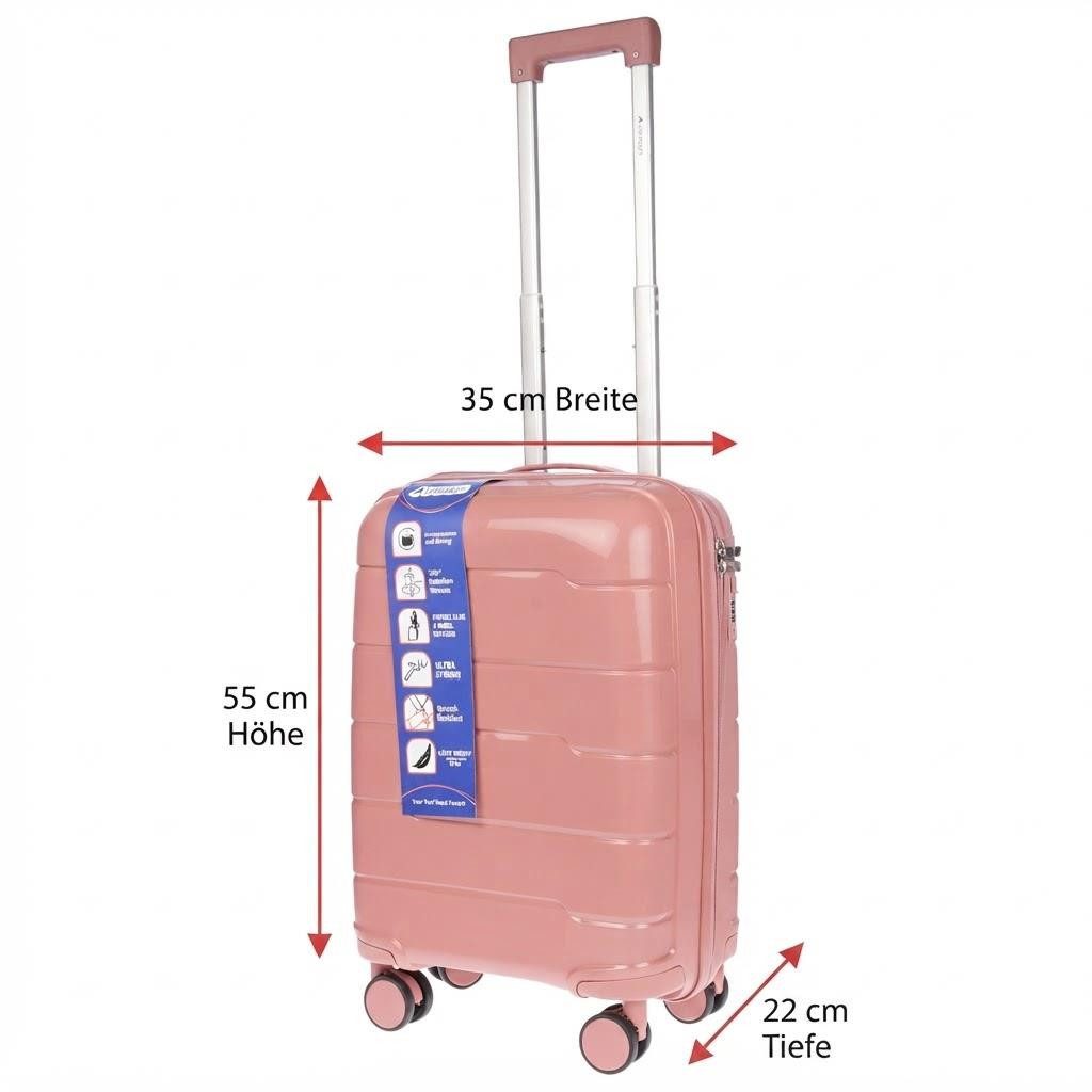 Christian Wippermann Business-Trolley Handgepäck Trolley Handgepäckkoffer Reiskoffer, 4 Rollen, mit TSA-Schloss