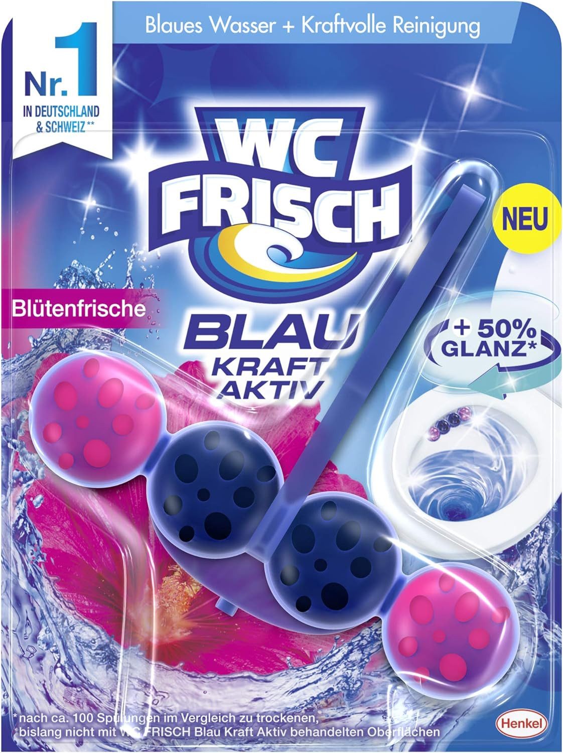 WC Frisch Kraft-Aktiv Blauspüler Blüten-Frische WC-Reiniger (1-St. Duftspüler mit +50% Anti-Kalk-Effekt)