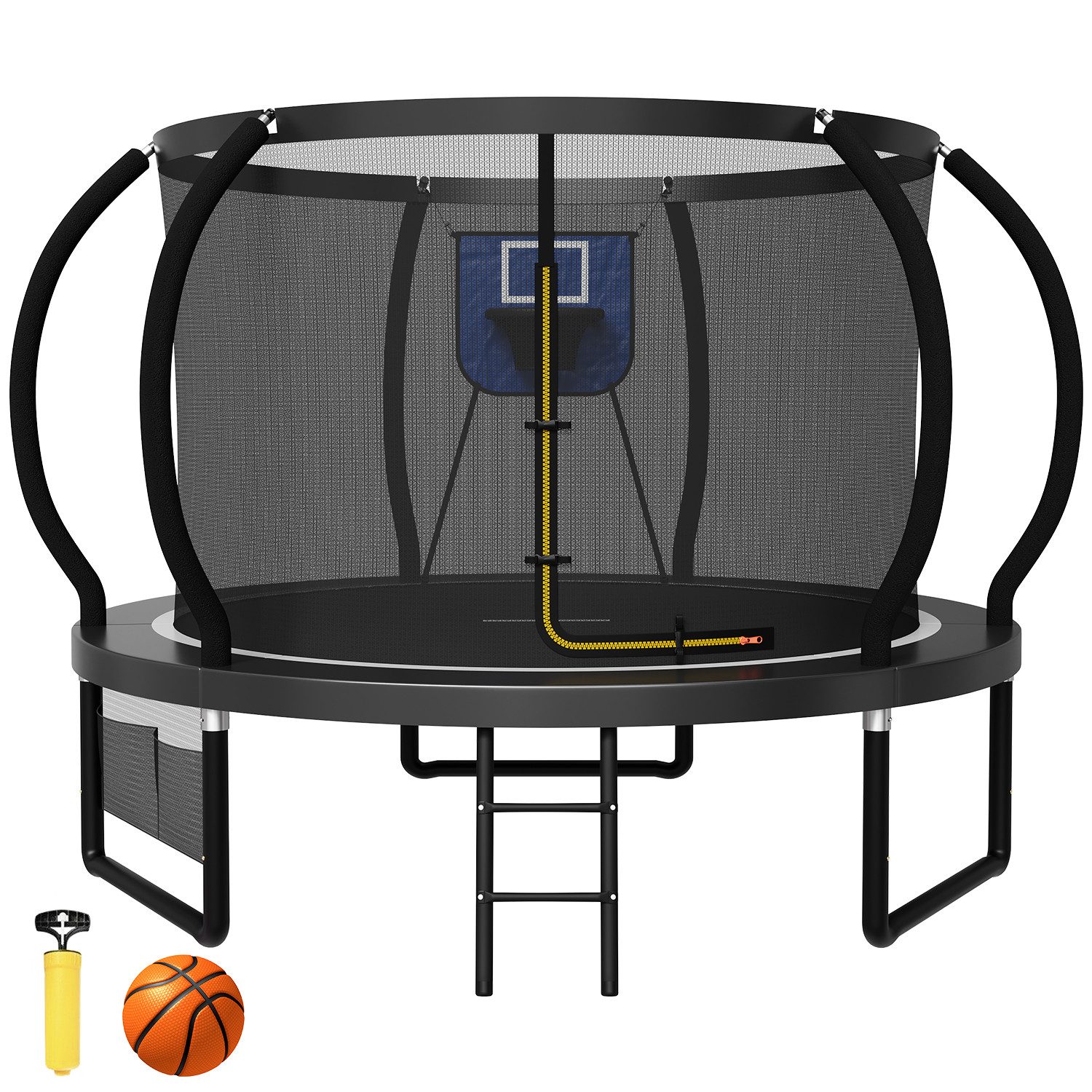 HOMALL Gartentrampolin Trampolin,Kindertrampolin mit Sicherheitsnetz und Leiter, Ø 228 cm, Ø305/366/427cm,gepolstertes Gestell,150kg,Schutzranabdeckung