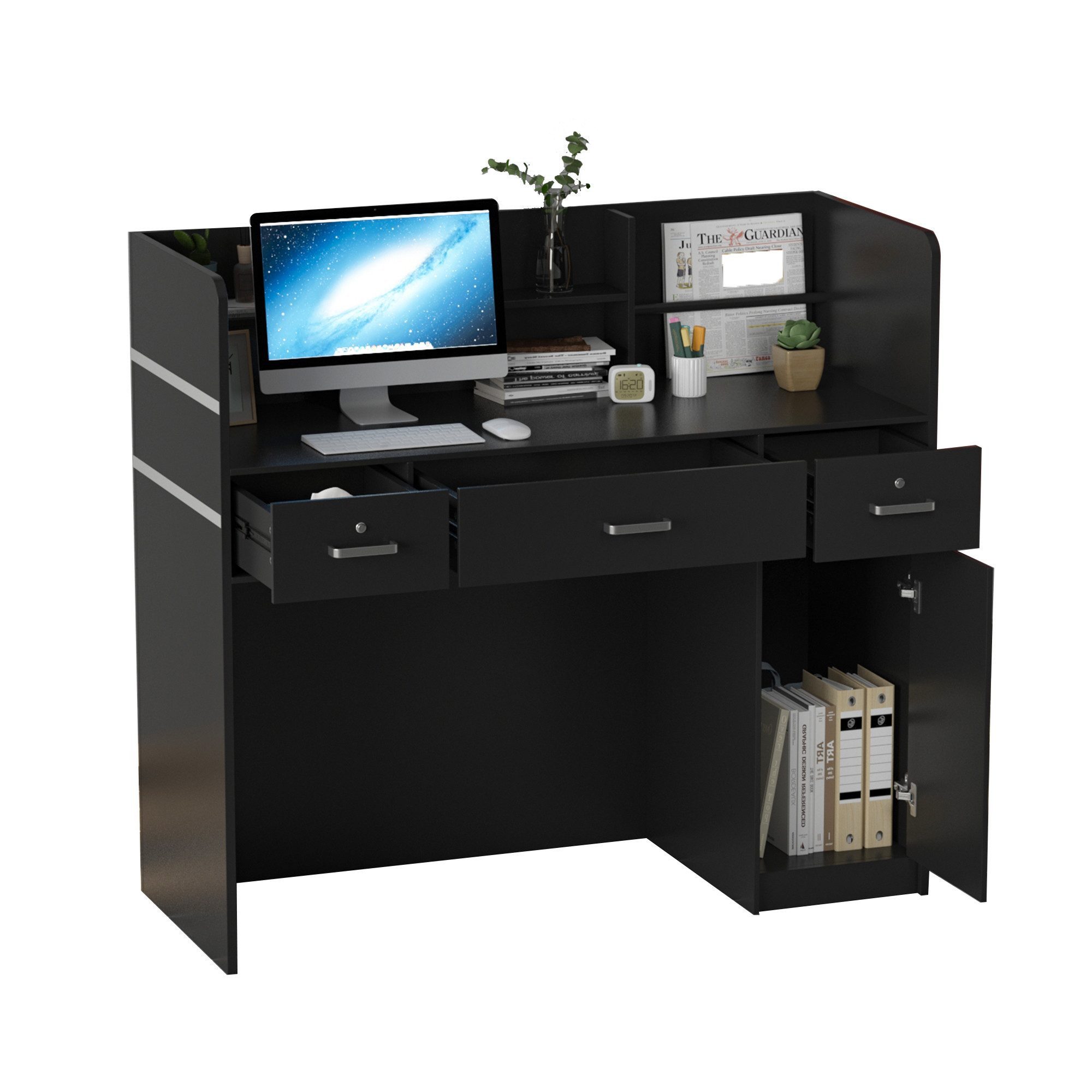 FUFU&GAGA Empfangstheke 3 Schubladen und Ablageflächen 120cm B günstig online kaufen