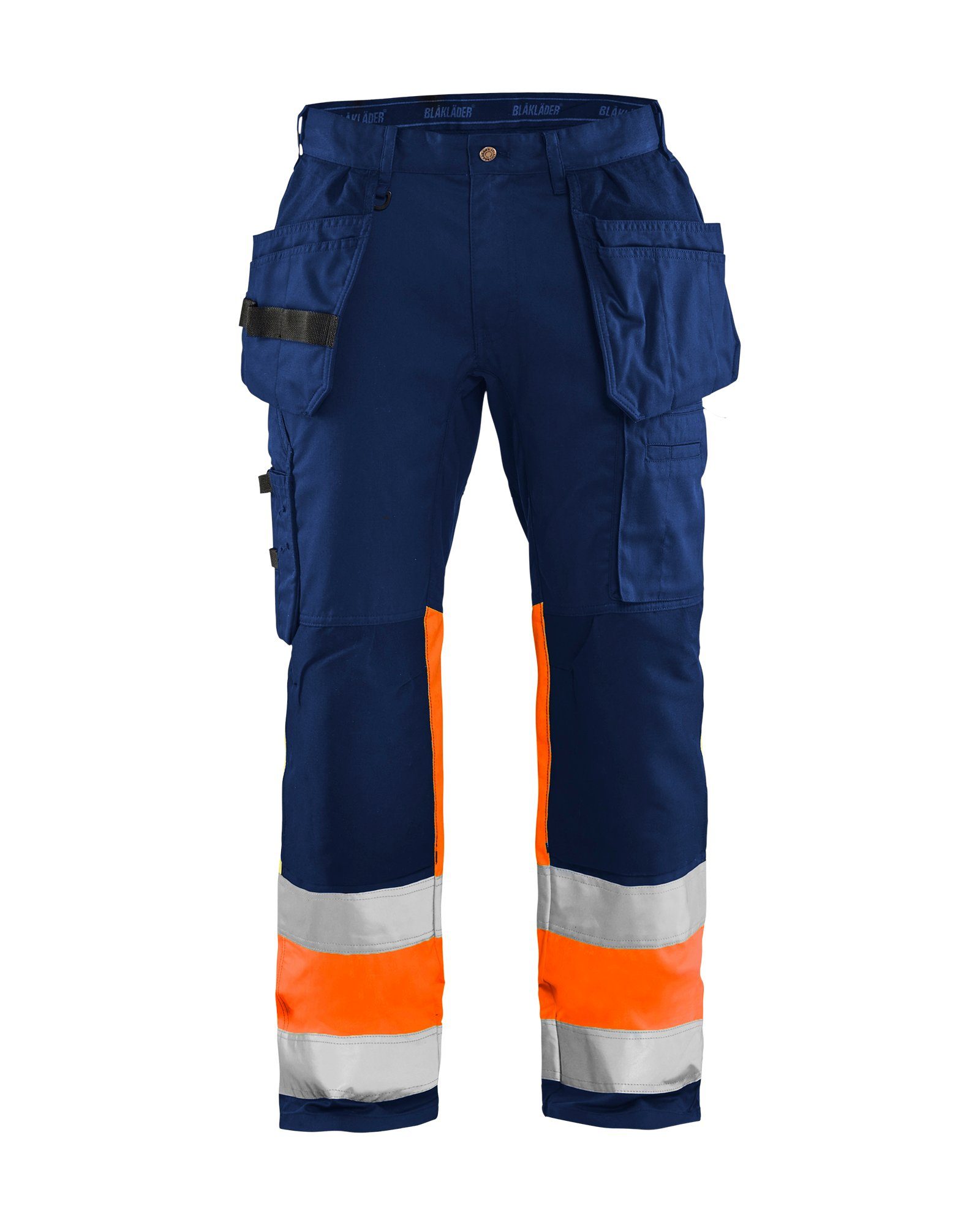 Vis (1-tlg) Stretch BLÅKLADER marineblau/orange Arbeitsbundhose High mit Arbeitshose