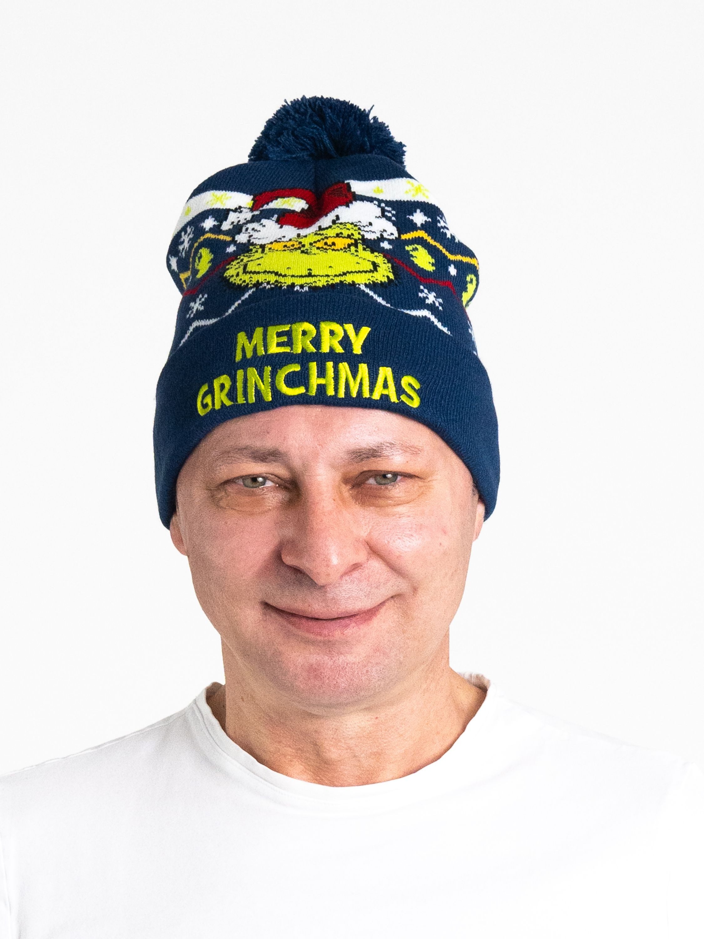 United Labels® Strickmütze The Grinch Strickmütze Wintermütze mit Bommel Mütze