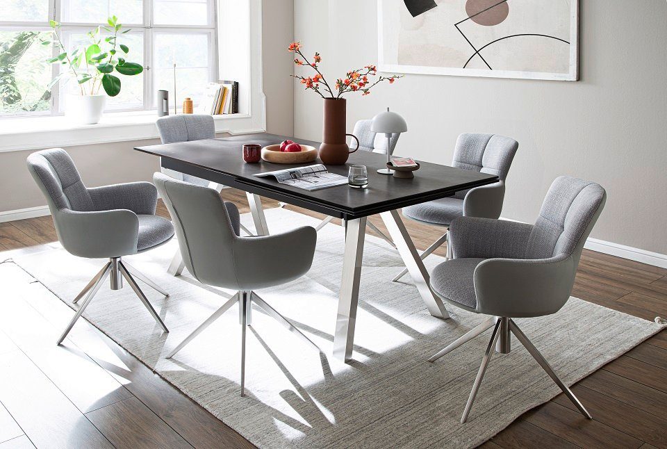 MCA furniture Esstisch Esstisch Tobago, Edelstahl, anthrazit, ausziehbar, 180(260) x 95 (No-Set)
