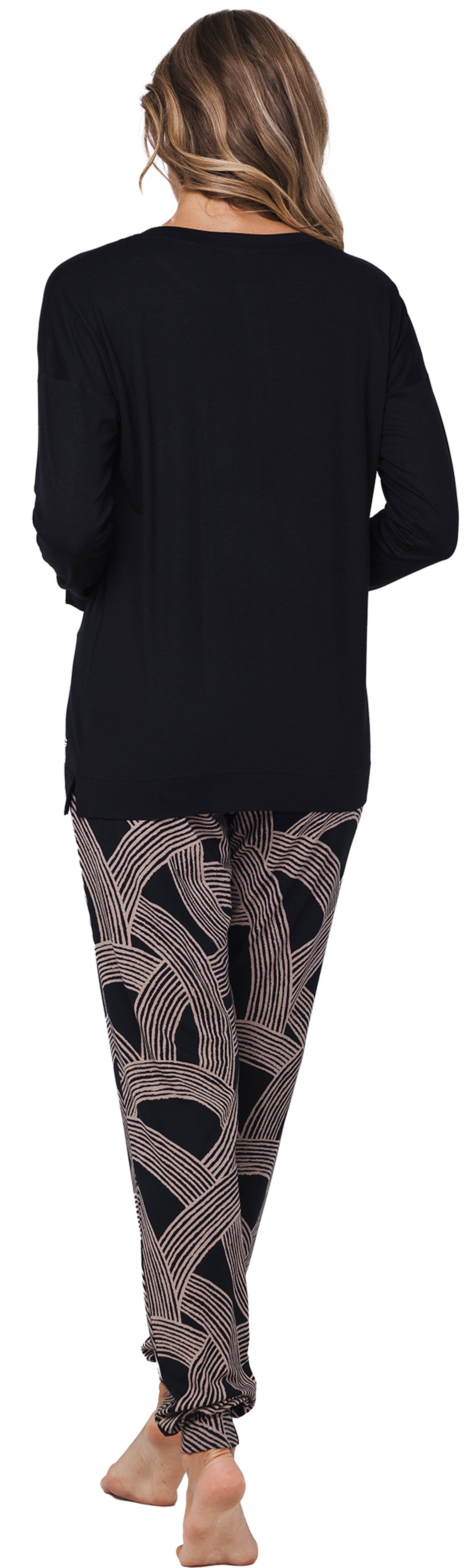 Pastunette Schlafanzug Stylischer Damen Pyjama mit langem Arm (2 tlg) Edles Design – Bild 3 von 5