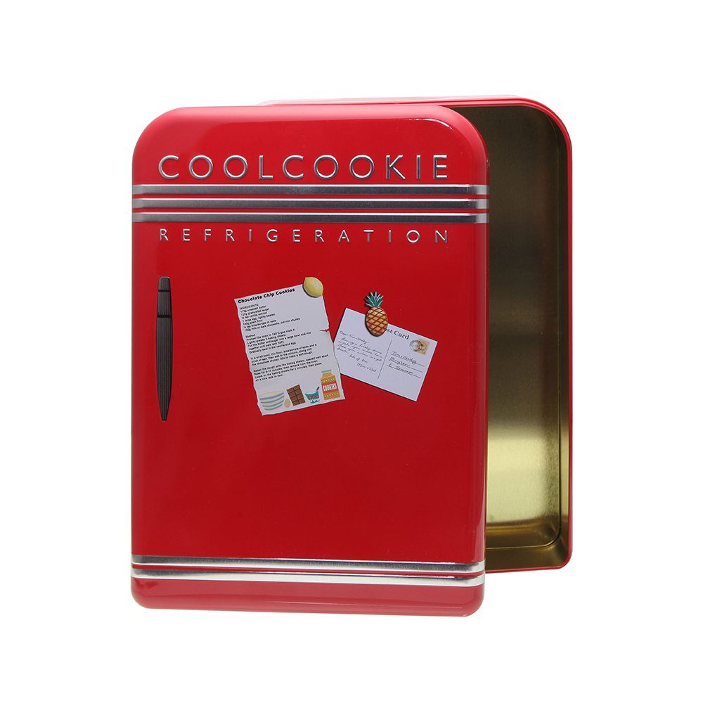 POWERHAUS24 Keksdose Blechdose Mini-Kühlschrank 20 cm x 28 cm, Blech