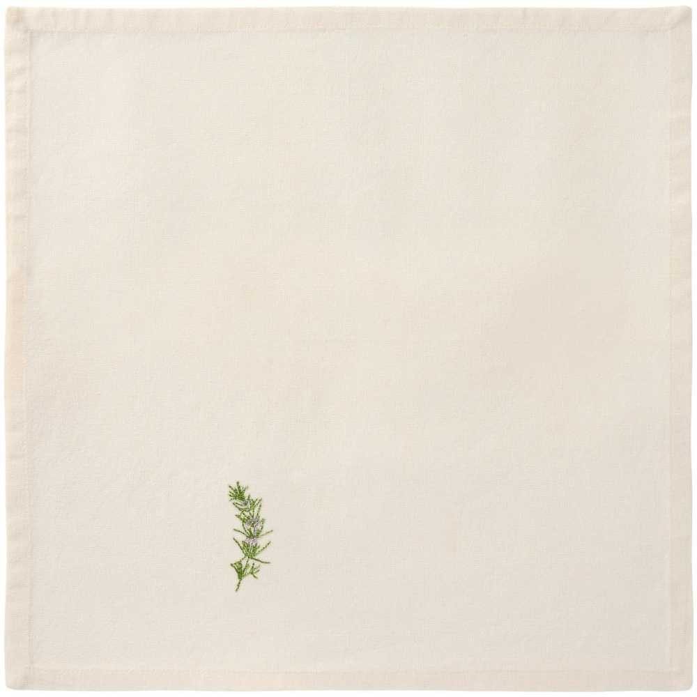 Ib Laursen Stoffserviette IB Laursen Stoffserviette SUMMER VIBES Creme Weiß mit ROSMARINZWEIG