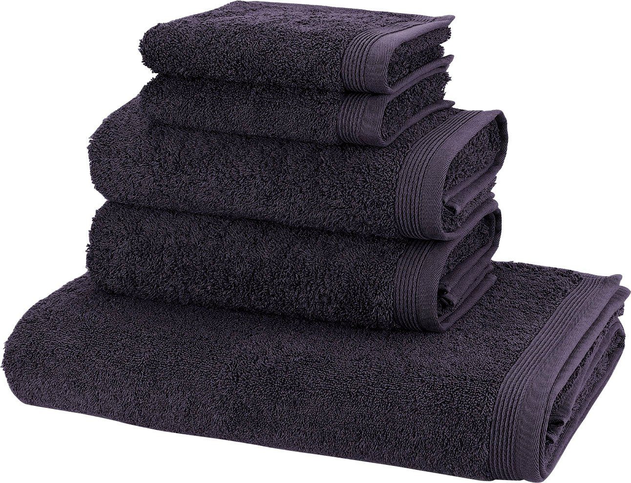 Möve Handtuch Set Basic, Walkfrottier, (Set, 5-tlg), in hochwertigster Walkfrottier Qualität dark grey | Handtuch-Sets