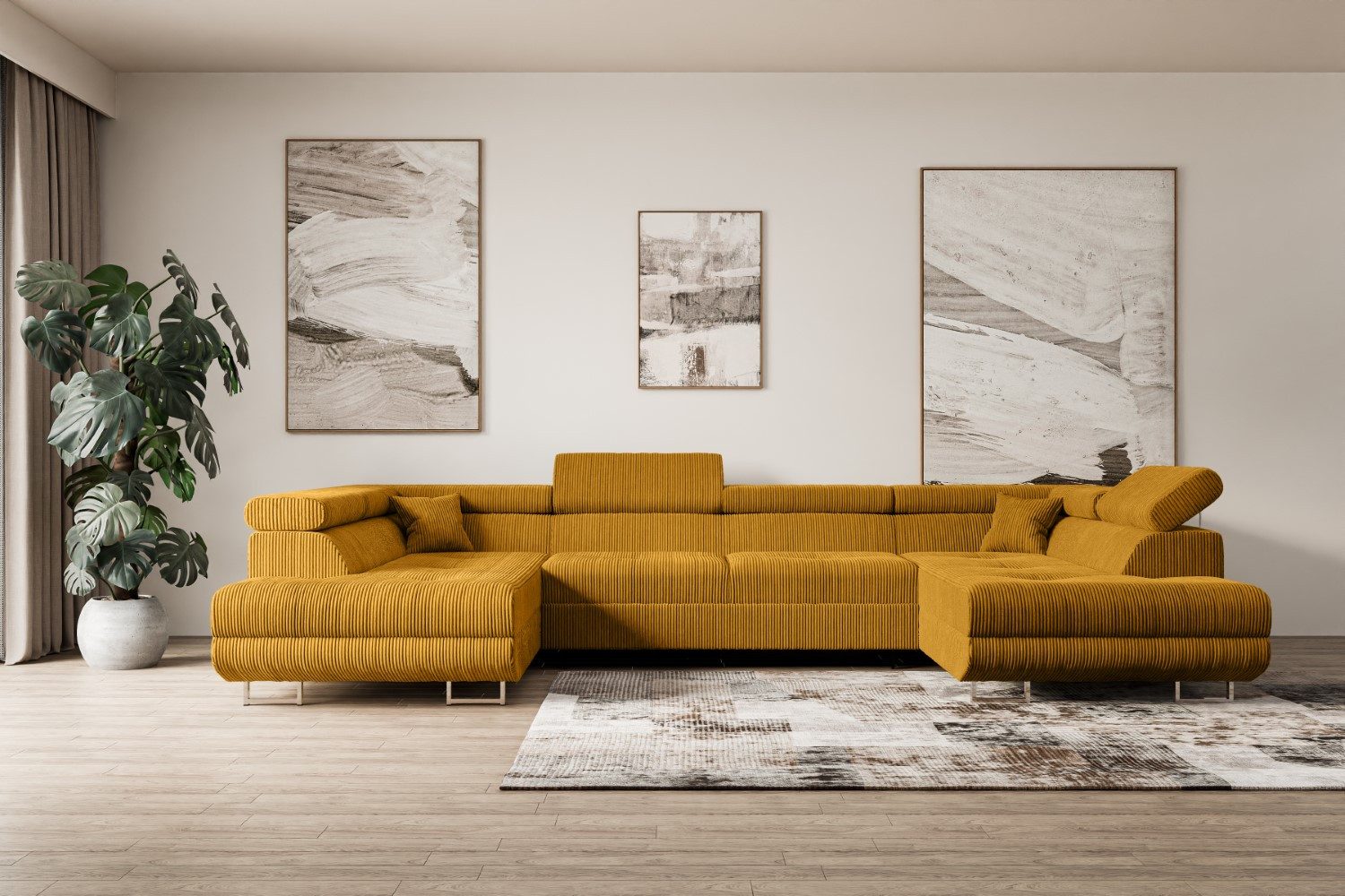 ALTDECOR Wohnlandschaft GUSA-U, Couch mit Schlaffunktion, Wohnzimmer - Ecksofa, Corner Sofa Bett Eckcouch Couch L-Form Schlafcouch Ausziehbar