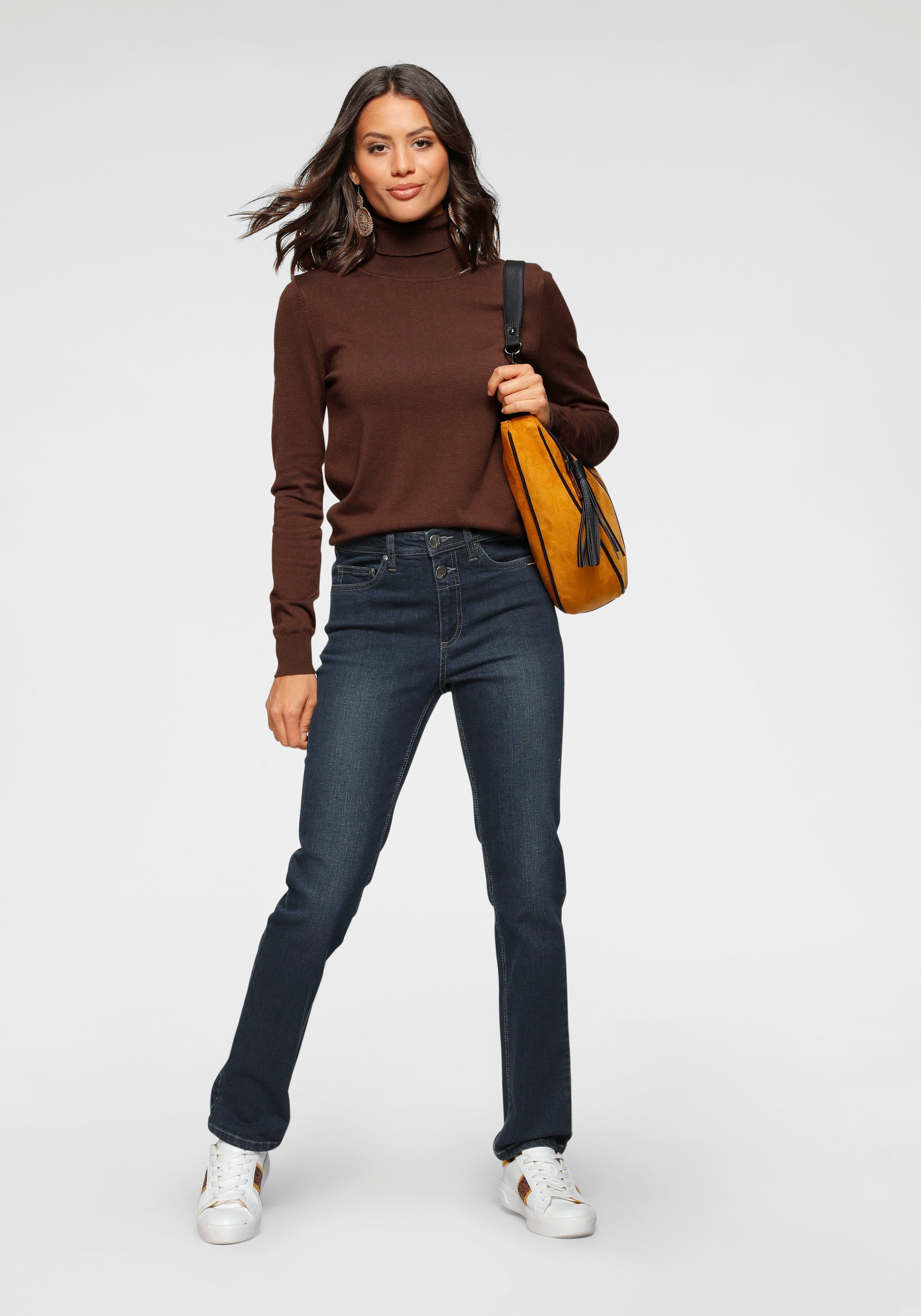 Bruno Banani Rollkragenpullover mit hoch geschlossenem Ausschnitt, figurbetonte Passform