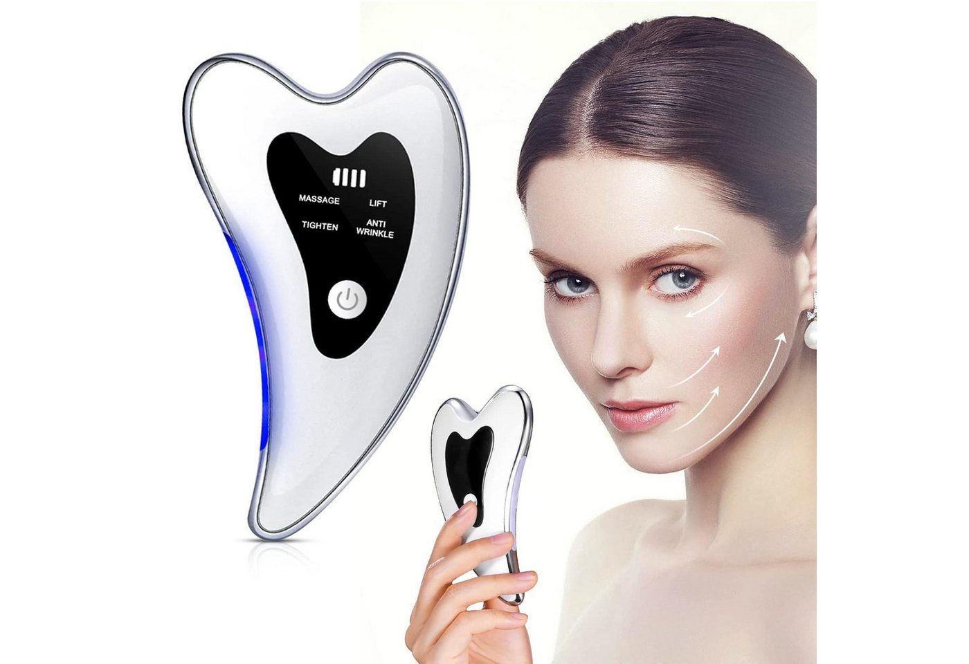 Toomoke Gesichtsmassagegerät Elektrisches Gesichtsmassagegerät,Gua Sha Elektrisch mit LCD, Schönheitsgerät,45 °C Wärme,Hautpflege,Tragbar,Wiederaufladbar