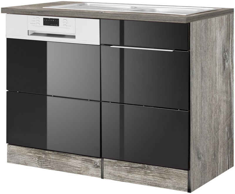 Kochstation Spülenschrank KS-Brindisi 110 cm breit, inkl. Möbeltür für Geschirrspüler sowie Einbauspüle