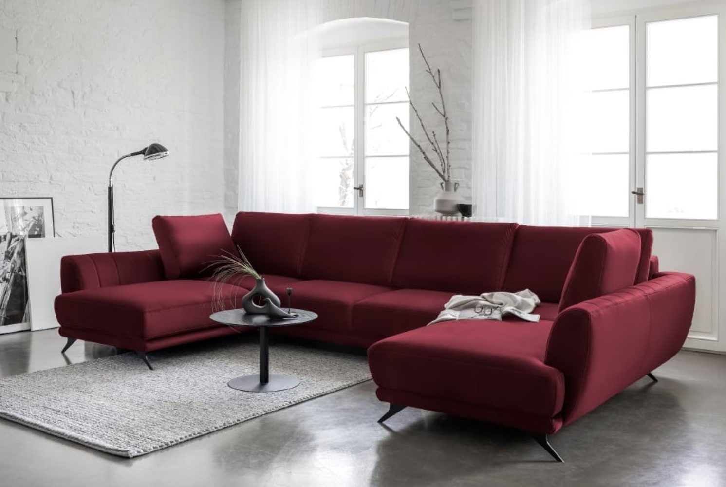 Myhomelando Wohnlandschaft Larco, Loco-Stoff, mit Schlaffunktion, Bettkasten und lose Rückenkissen