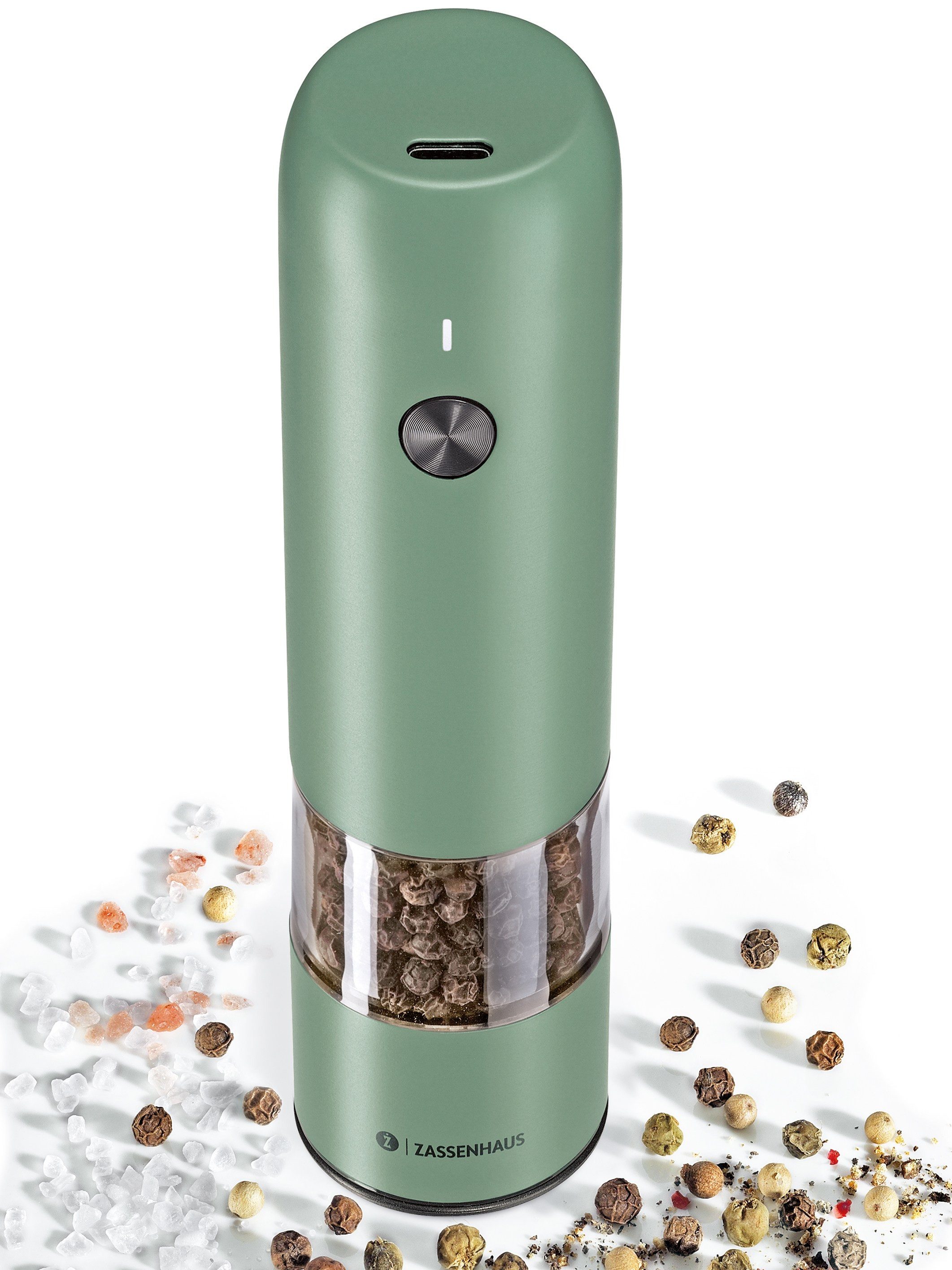 ZASSENHAUS Salz-/Pfeffermühle Pfeffermühle Salz- Gewürzmühle USB elektrisch 14cm ZASSENHAUS Köln Akku