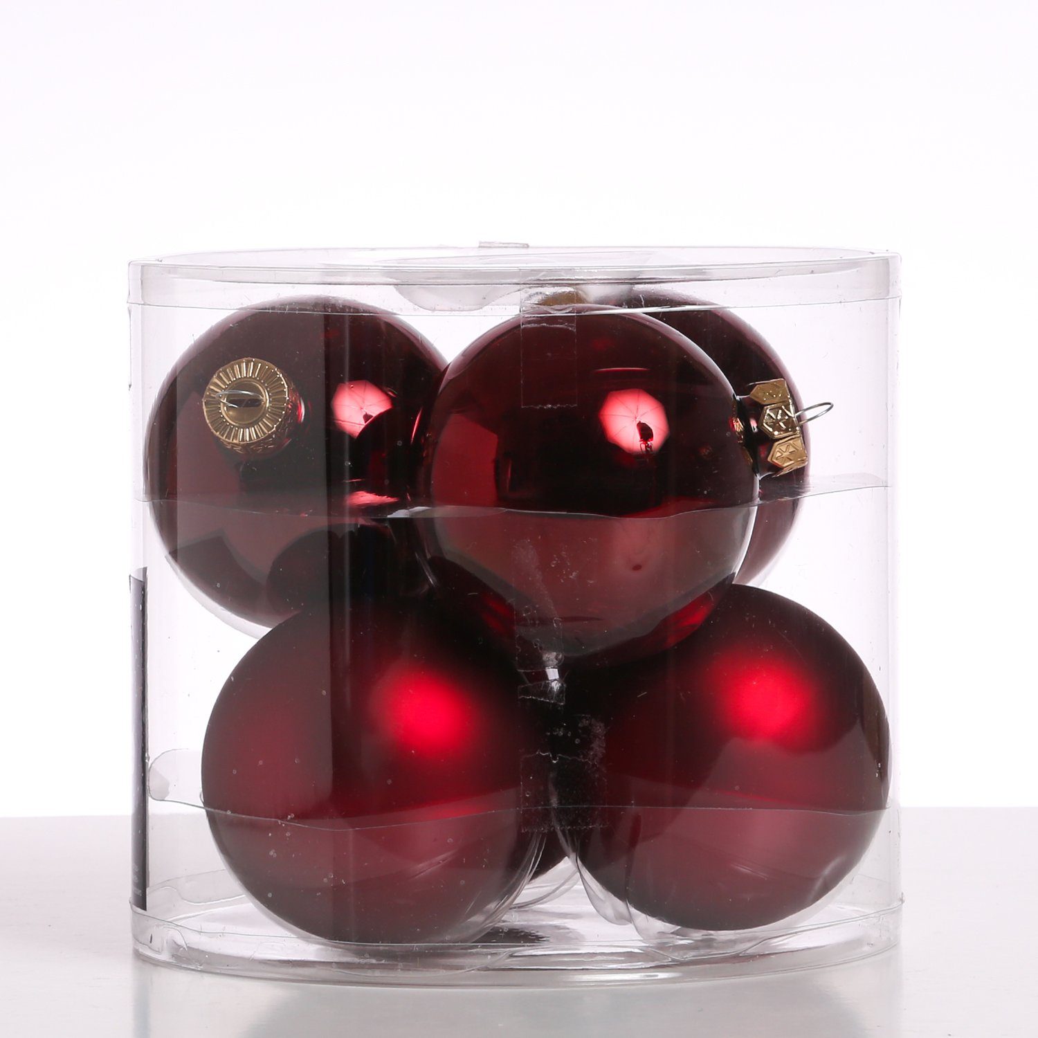 MARELIDA Weihnachtsbaumkugel Christbaumkugeln Новогодние шары Glas 8cm glänzend matt weinrot 6St. (6 St)