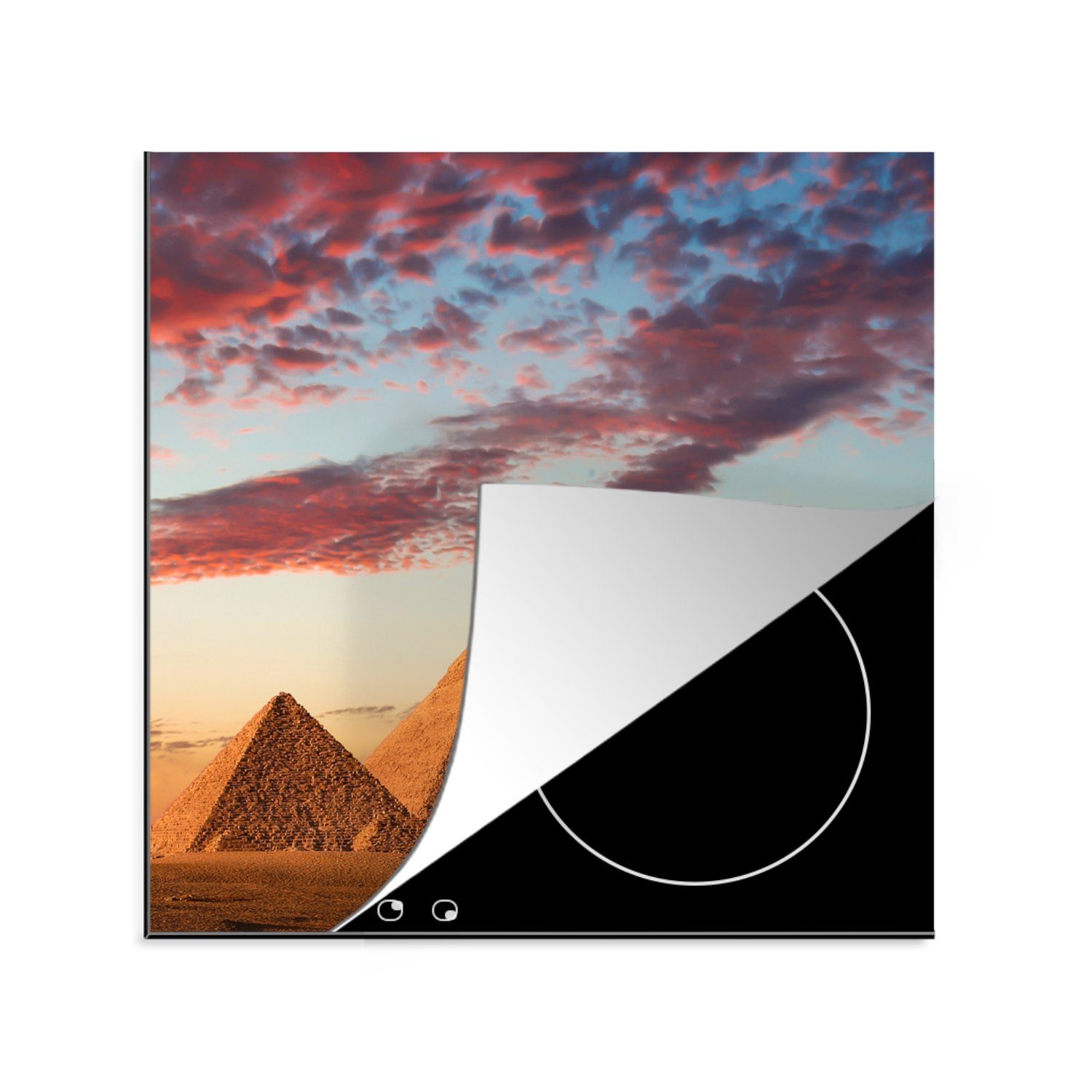 Ägypten Wolke, Ceranfeldabdeckung, 78x78 - cm, tlg), Herdblende-/Abdeckplatte Arbeitsplatte Vinyl, Pyramide MuchoWow küche für - (1