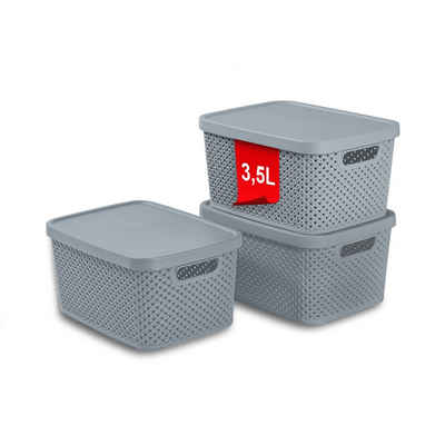 astor24 Сховищаsbox 3er Set Сховищаskorb mit Deckel Box Kiste Regalkorb Organizer (3er Set), erhältlich in 4 Größen und 3 Кольора(ів)