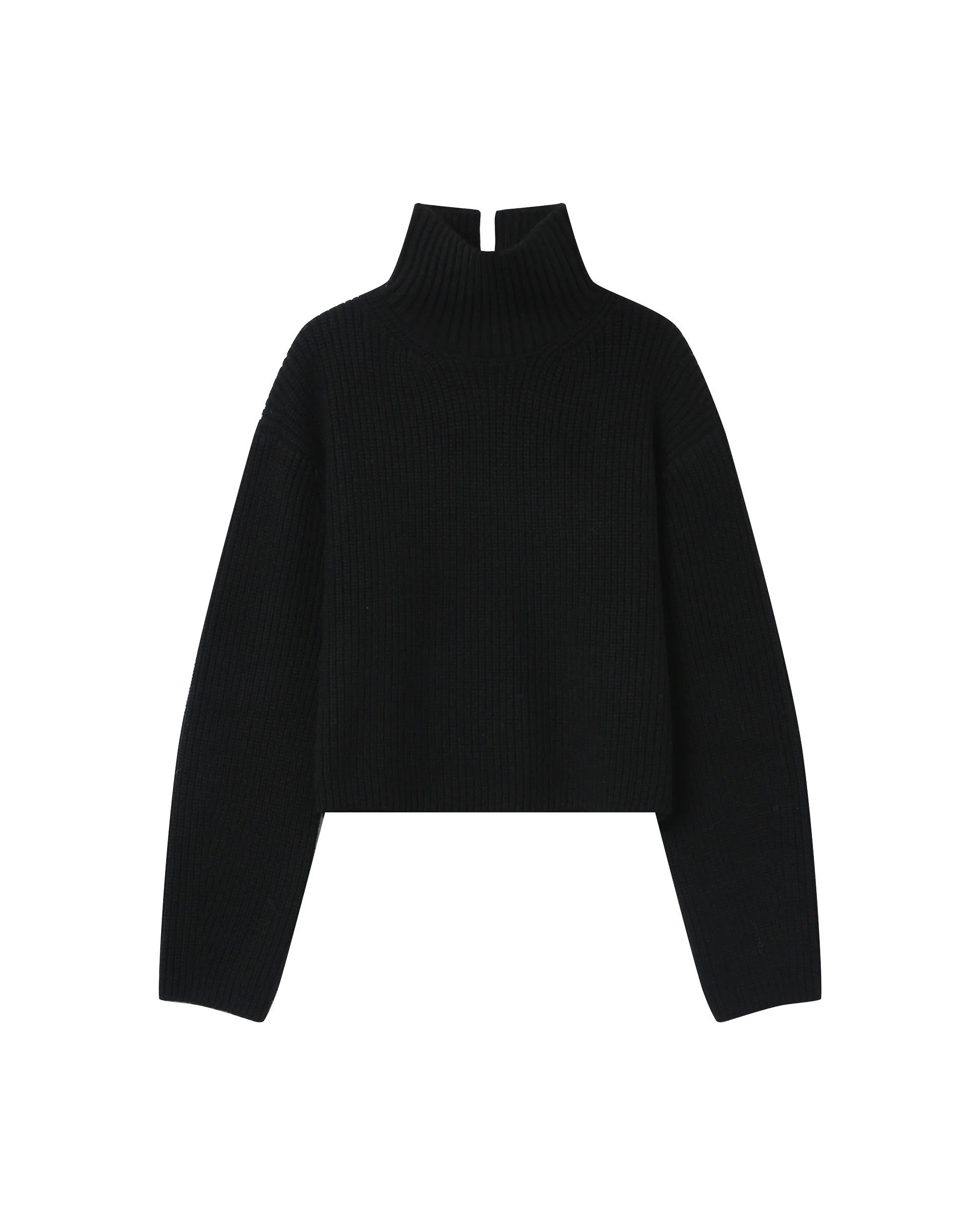 Grace & Mila Rollkragenpullover Wool boxy sweater SAGAN ? Wollpullover ? mit hohem Kragen ? Rippstrick