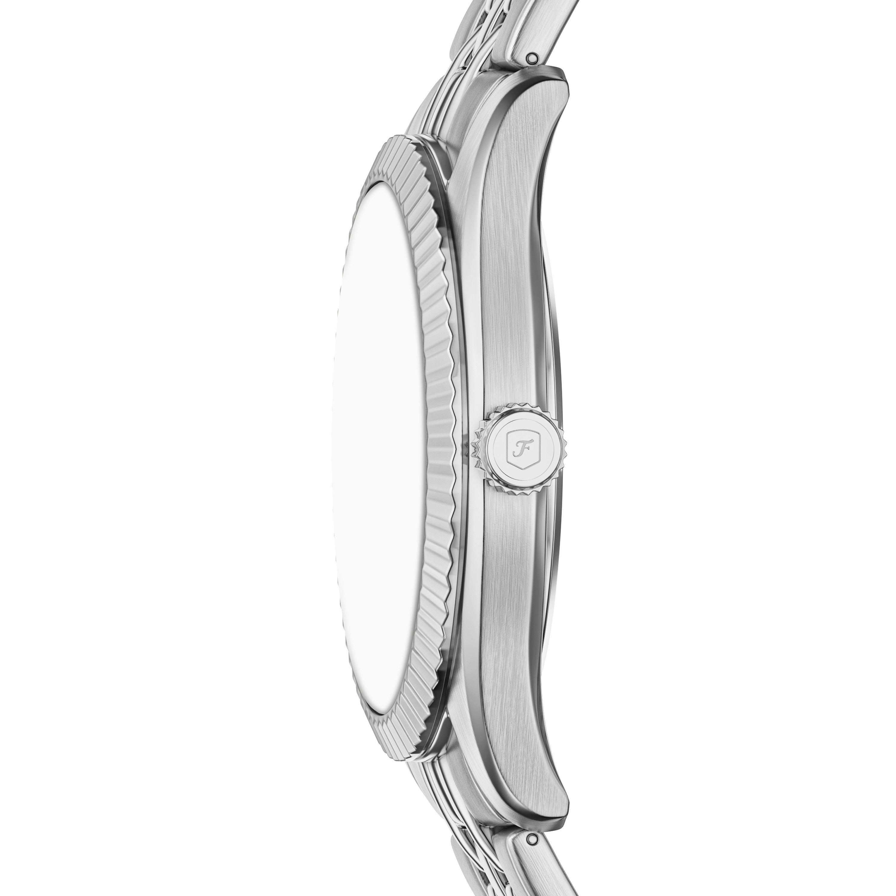 Fossil Quarzuhr CAMPBELL FS6139, Armbanduhr, Herrenuhr, Edelstahlarmband, analog, Tag, Wochentag